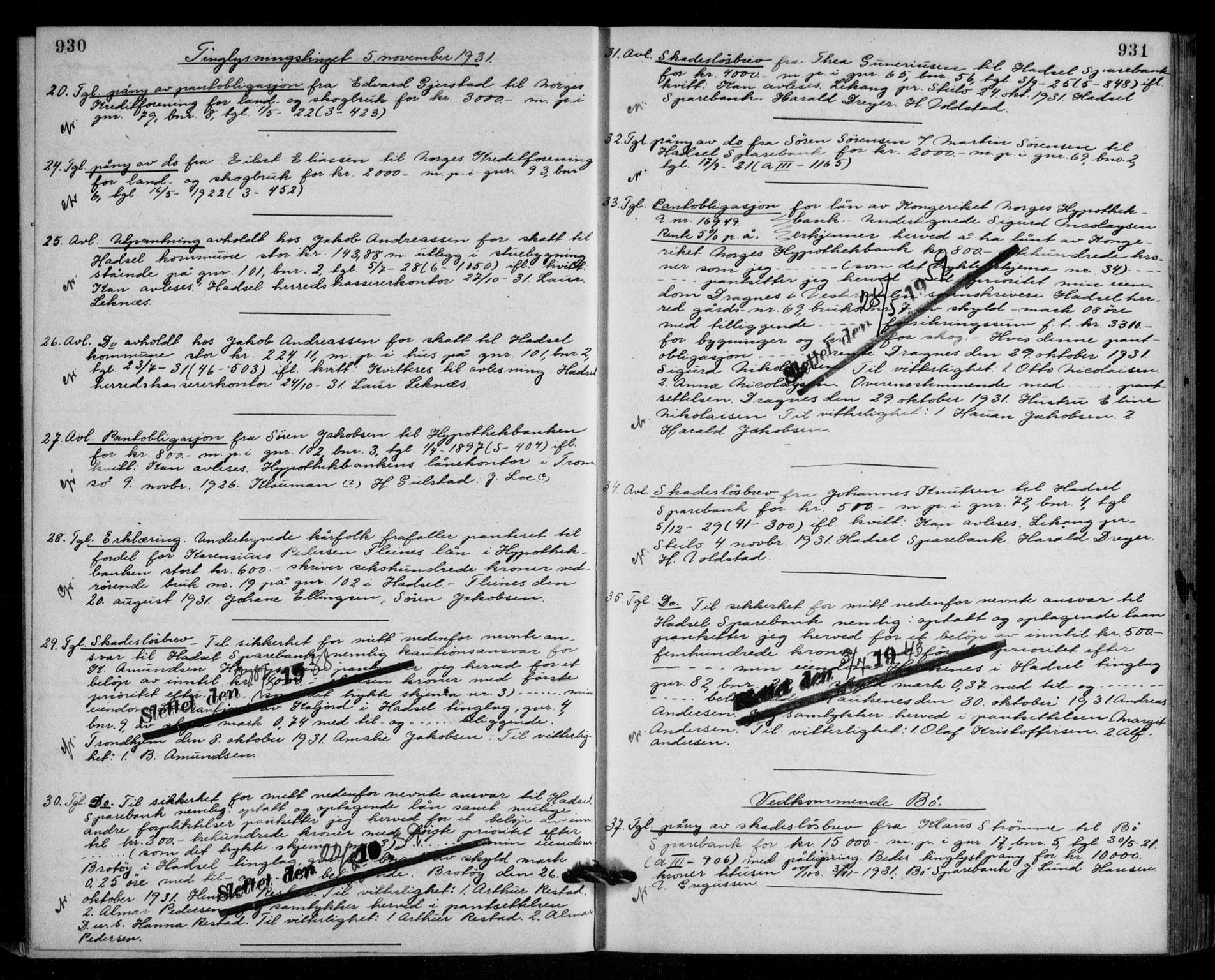 Vesterålen sorenskriveri, SAT/A-4180/1/2/2Ca/L0048: Mortgage book no. 41, 1928-1932, Deed date: 19.11.1931