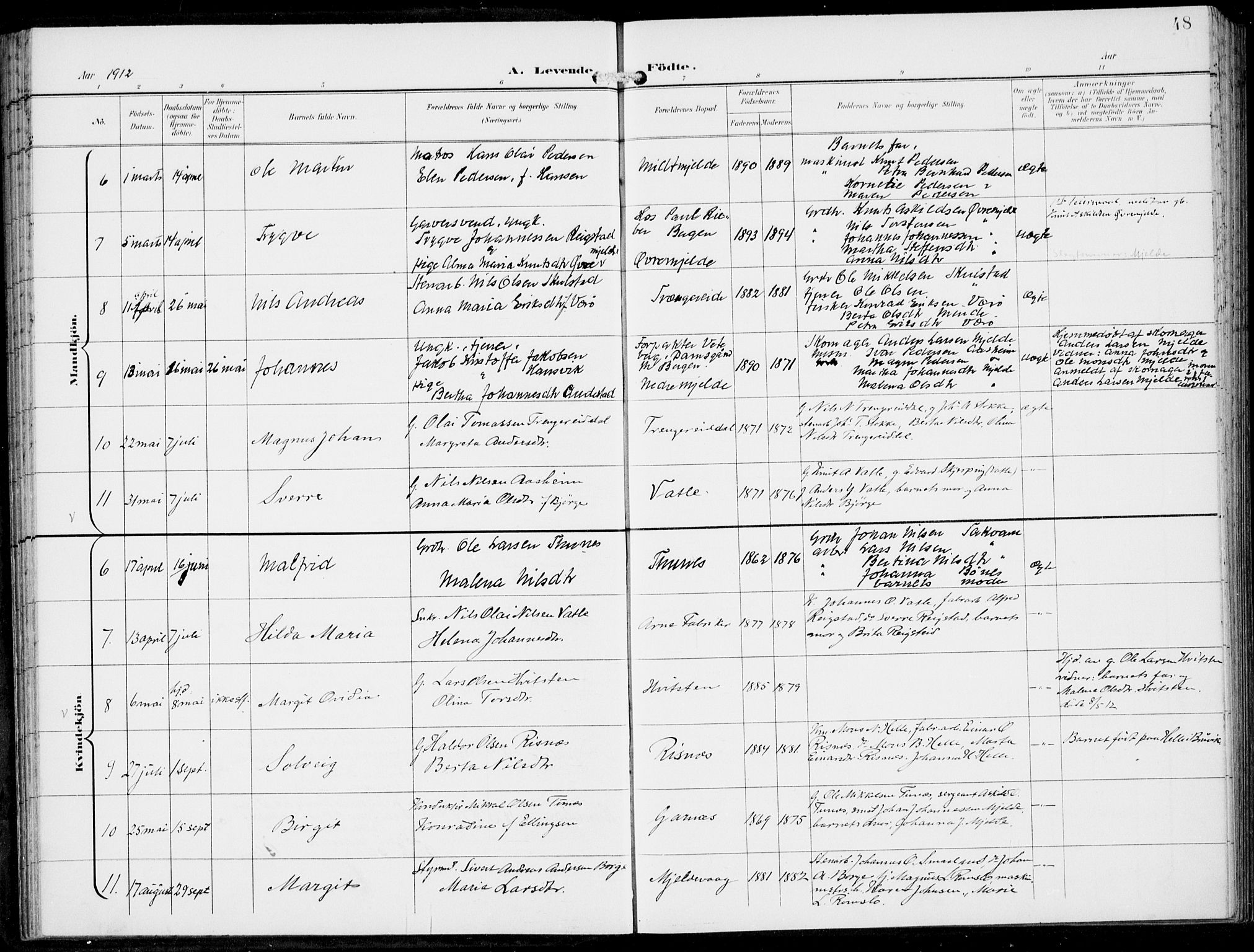 Haus sokneprestembete, AV/SAB-A-75601/H/Haa: Parish register (official) no. B  2, 1899-1912, p. 48