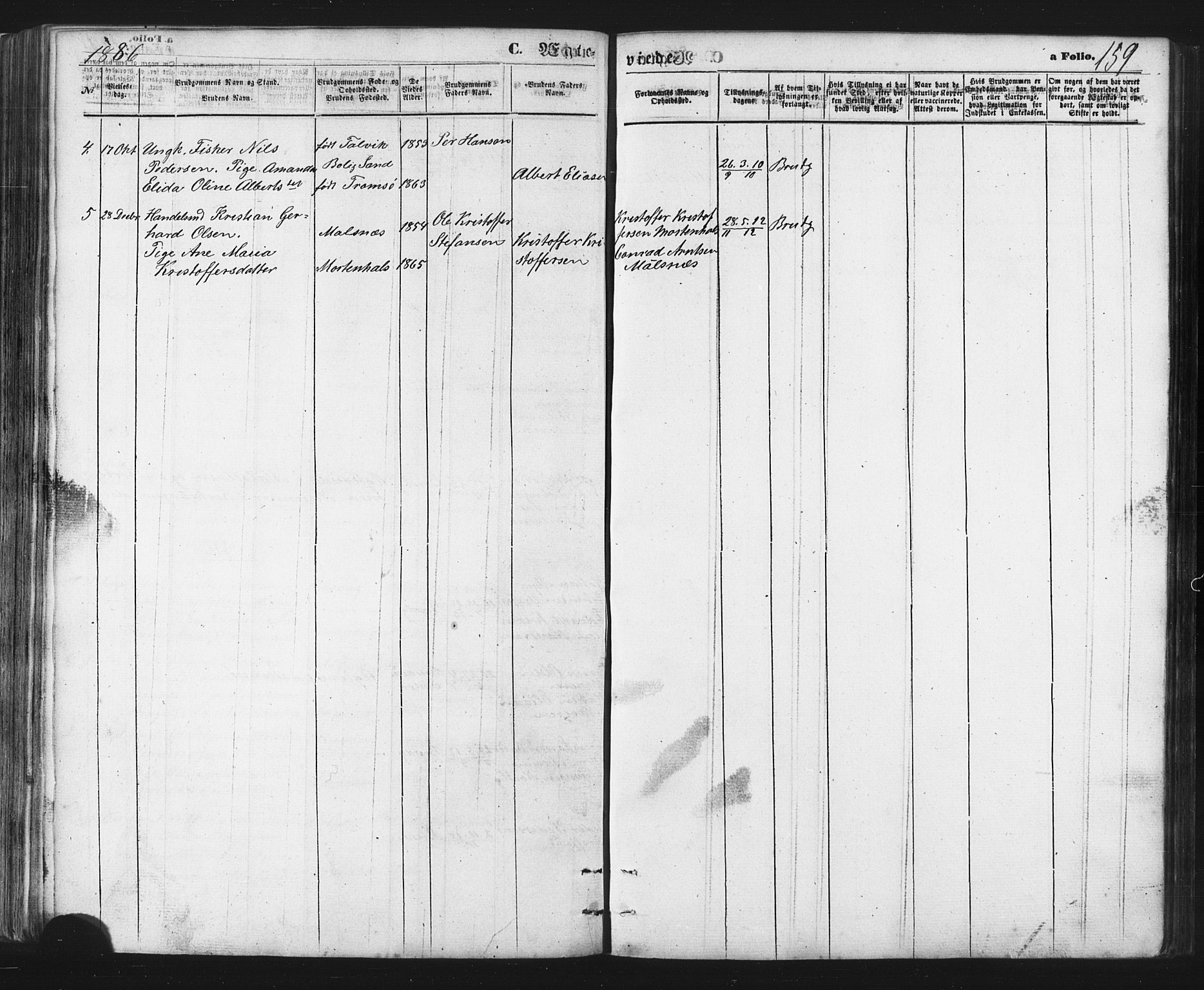 Balsfjord sokneprestembete, AV/SATØ-S-1303/G/Ga/L0002klokker: Parish register (copy) no. 2, 1870-1886, p. 159