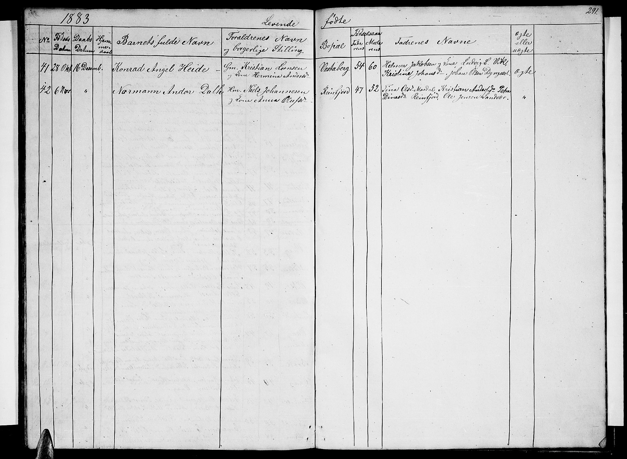 Ministerialprotokoller, klokkerbøker og fødselsregistre - Nordland, AV/SAT-A-1459/812/L0187: Parish register (copy) no. 812C05, 1850-1883, p. 291