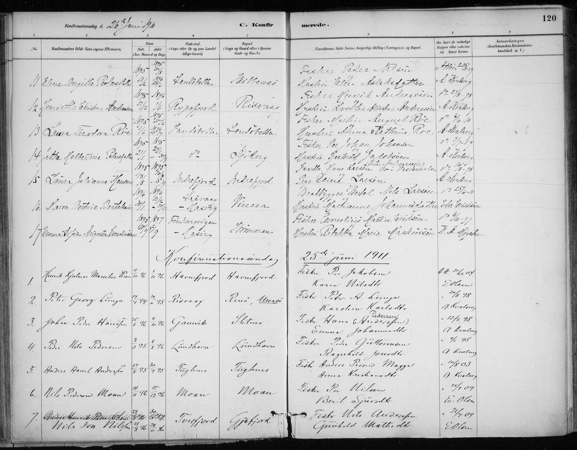 Hammerfest sokneprestkontor, SATØ/S-1347/H/Ha/L0013.kirke: Parish register (official) no. 13, 1898-1917, p. 120