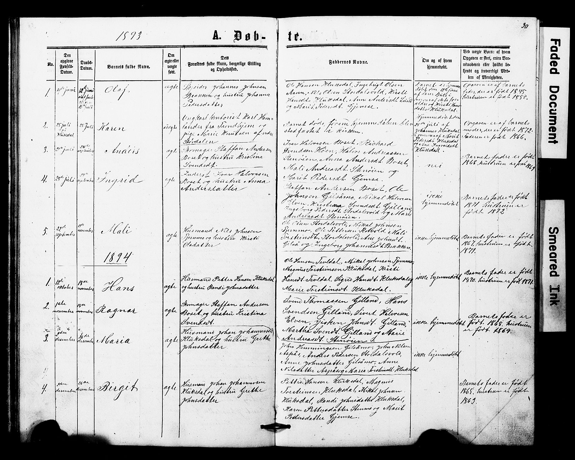Ministerialprotokoller, klokkerbøker og fødselsregistre - Nord-Trøndelag, SAT/A-1458/707/L0052: Parish register (copy) no. 707C01, 1864-1897, p. 30