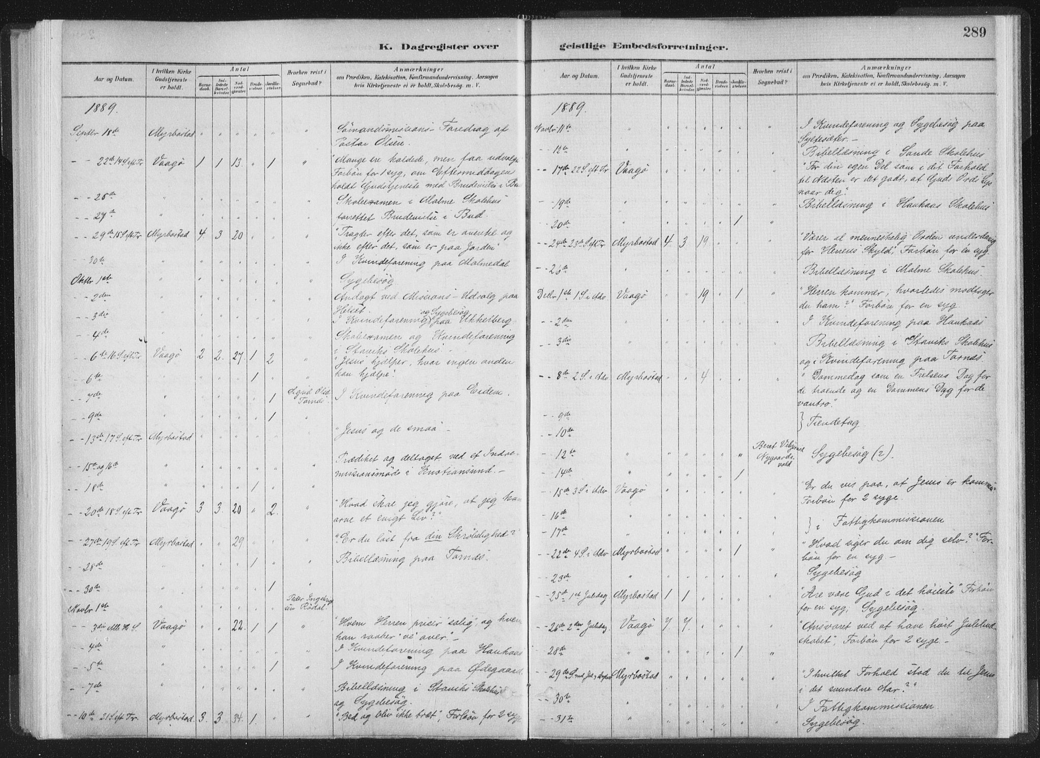 Ministerialprotokoller, klokkerbøker og fødselsregistre - Møre og Romsdal, AV/SAT-A-1454/564/L0740: Parish register (official) no. 564A01, 1880-1899, p. 289