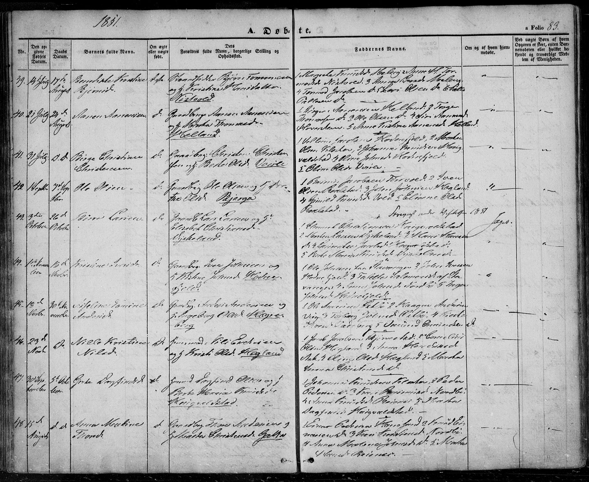 Rennesøy sokneprestkontor, AV/SAST-A -101827/H/Ha/Haa/L0005: Parish register (official) no. A 5, 1838-1859, p. 83