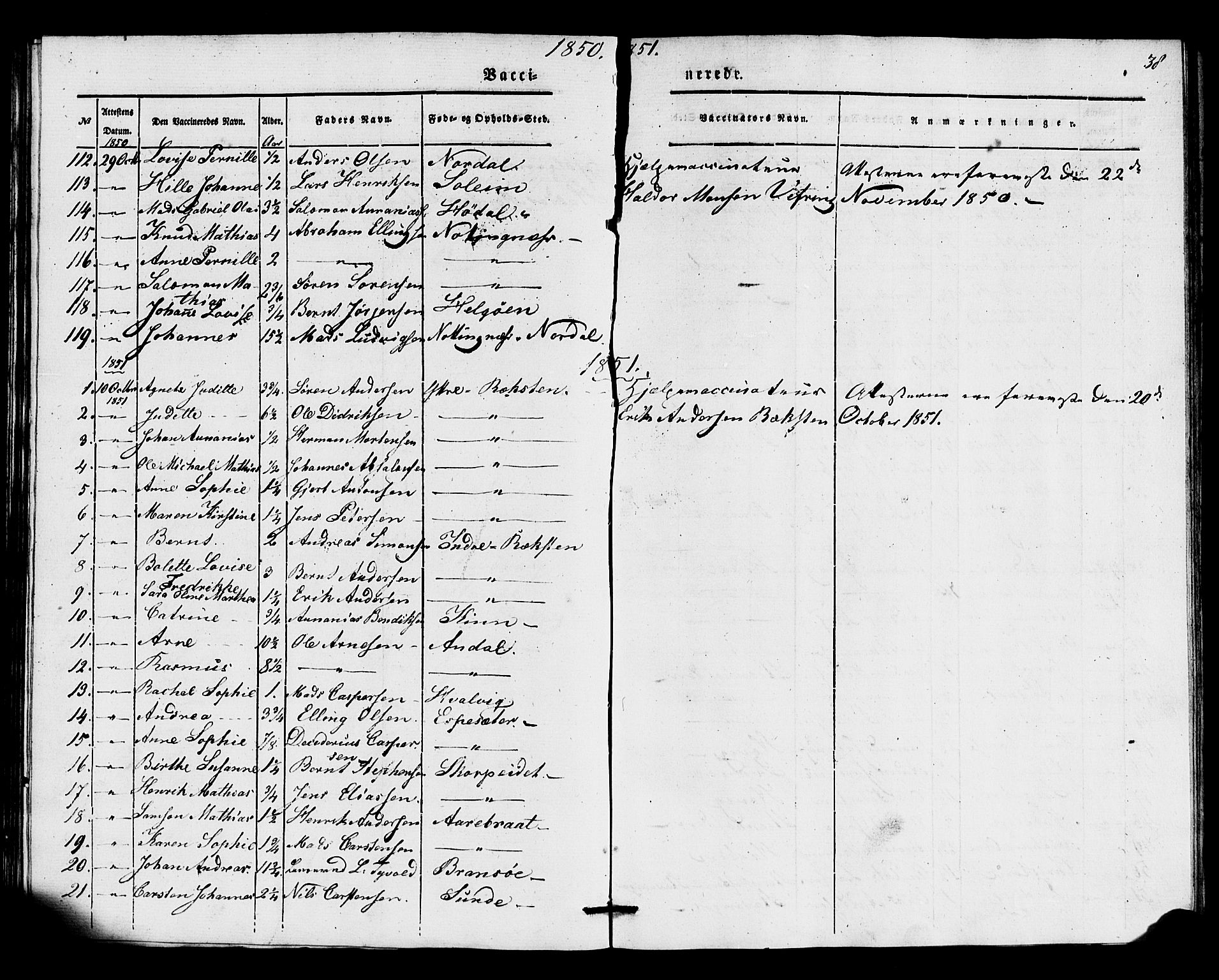 Kinn sokneprestembete, AV/SAB-A-80801/H/Haa/Haaa/L0016: Parish register (official) no. A 16, 1841-1858, p. 38