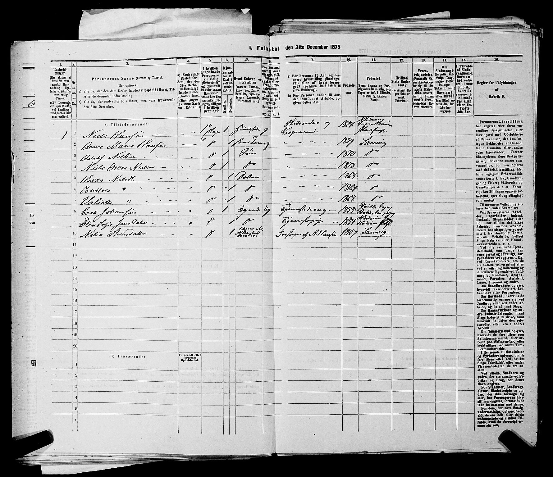 SAKO, 1875 census for 0707P Larvik, 1875, p. 326