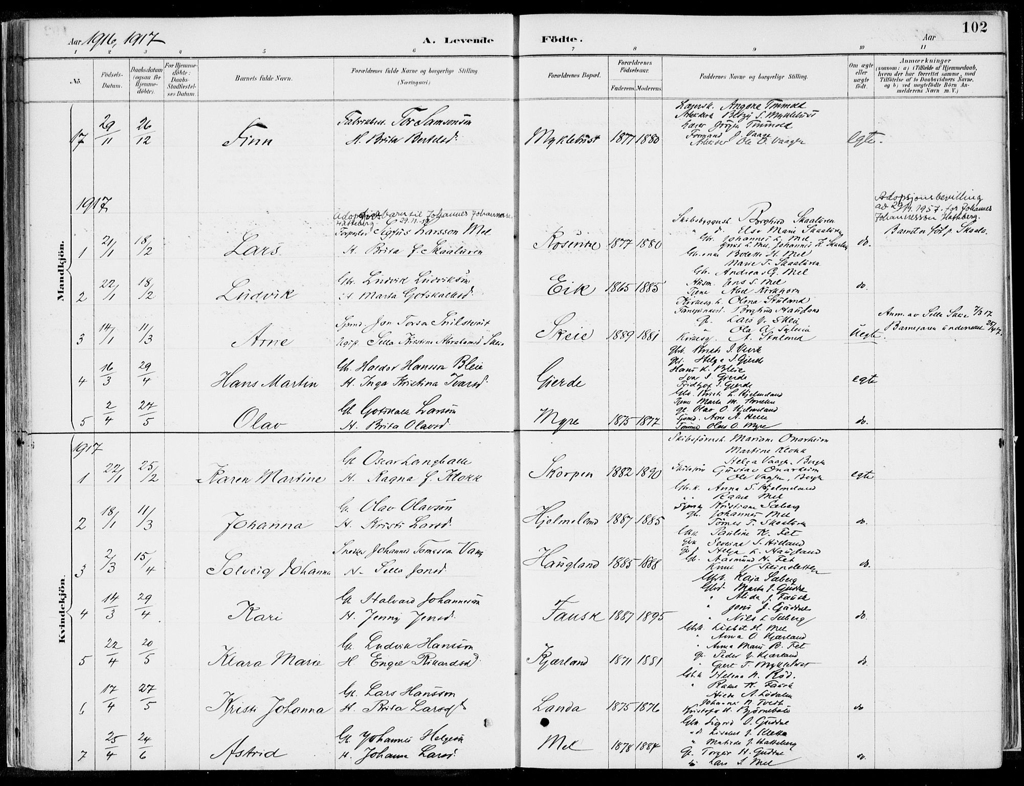 Kvinnherad sokneprestembete, SAB/A-76401/H/Haa: Parish register (official) no. B  1, 1887-1921, p. 102