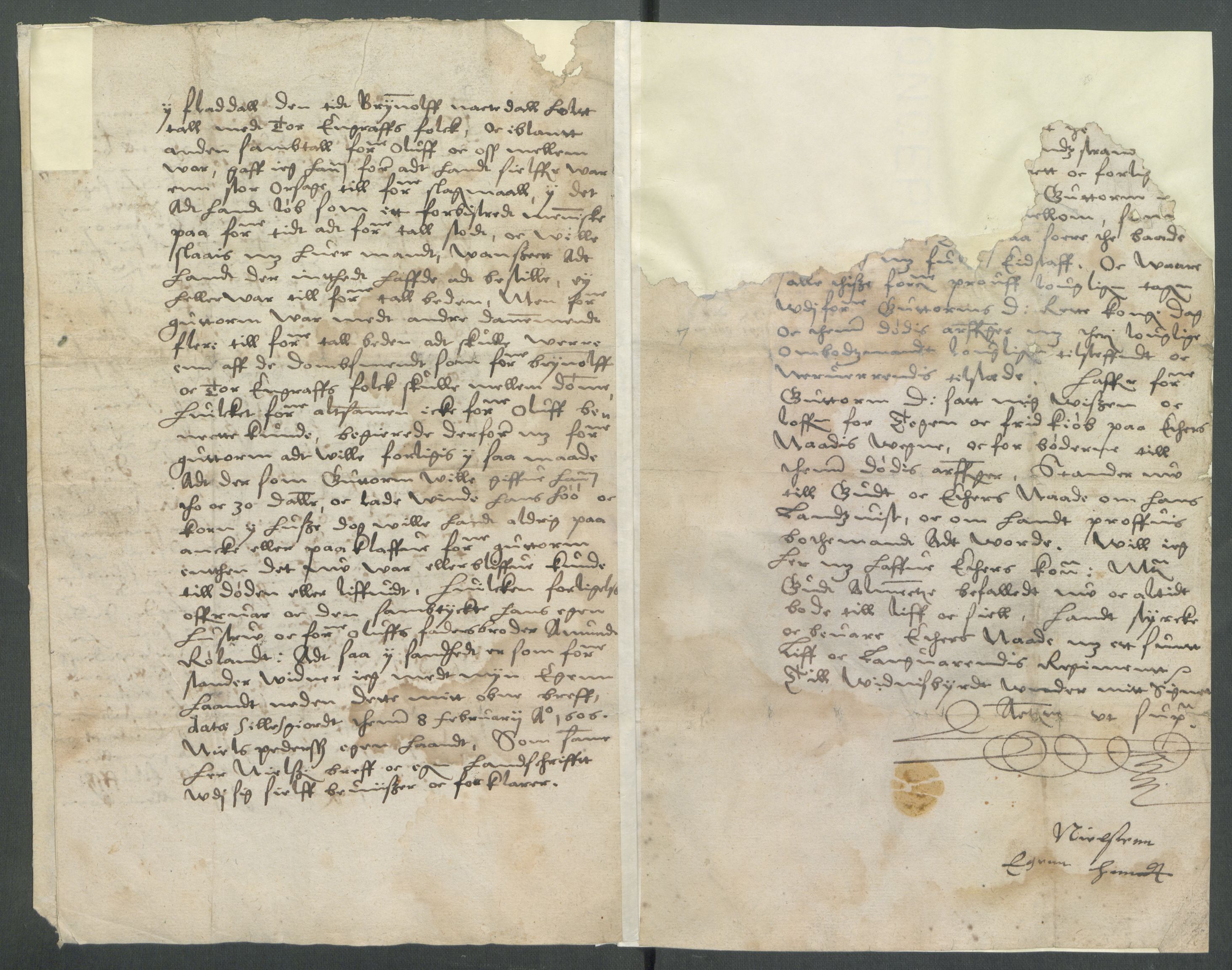Riksarkivets diplomsamling, AV/RA-EA-5965/F02/L0115: Dokumenter, 1606, p. 22