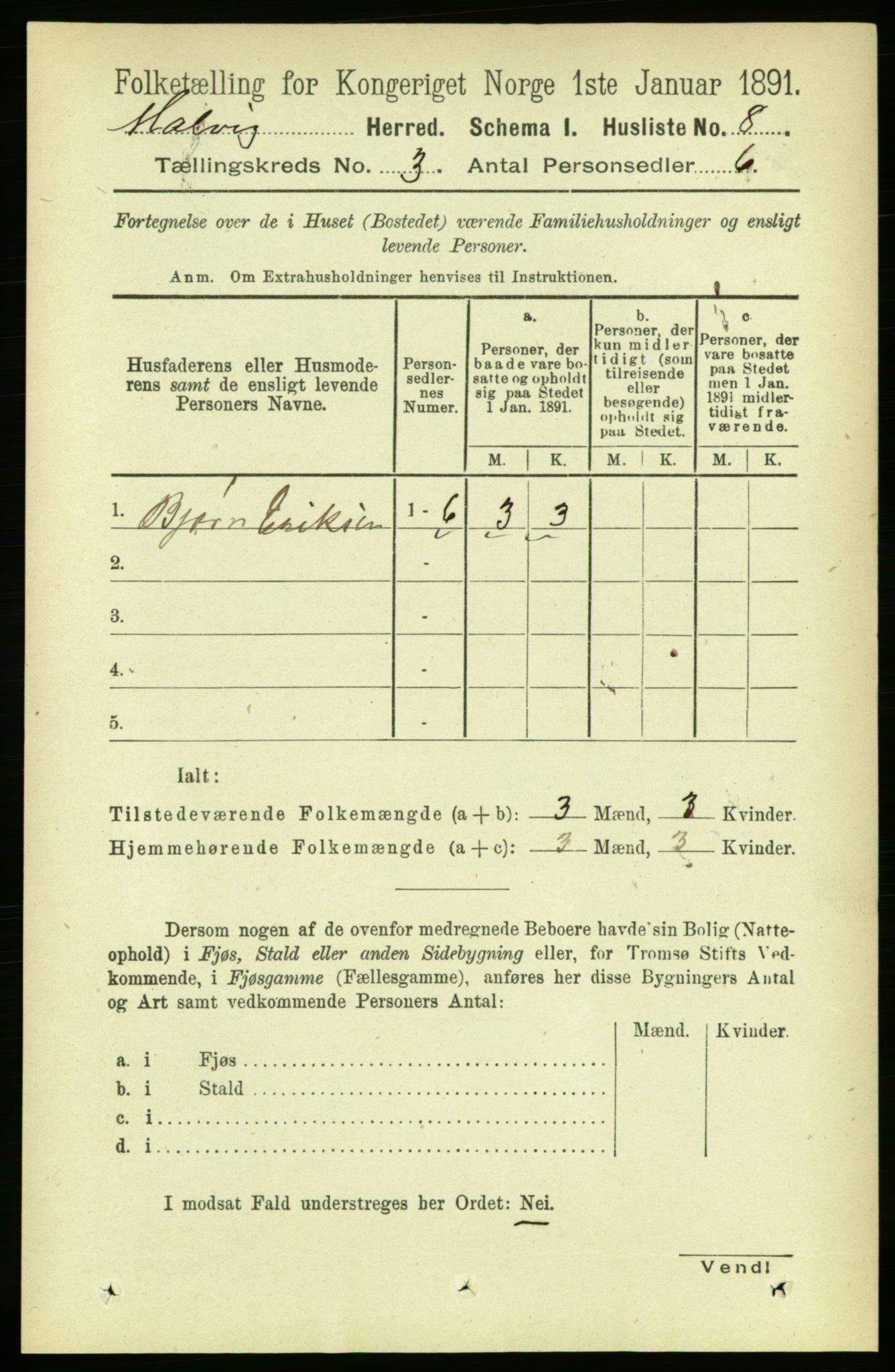 RA, 1891 census for 1663 Malvik, 1891, p. 1371