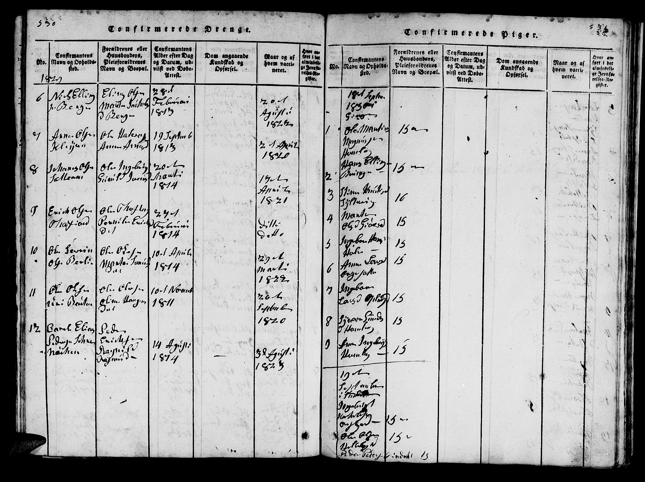 Ministerialprotokoller, klokkerbøker og fødselsregistre - Møre og Romsdal, SAT/A-1454/519/L0246: Parish register (official) no. 519A05, 1817-1834, p. 530-531