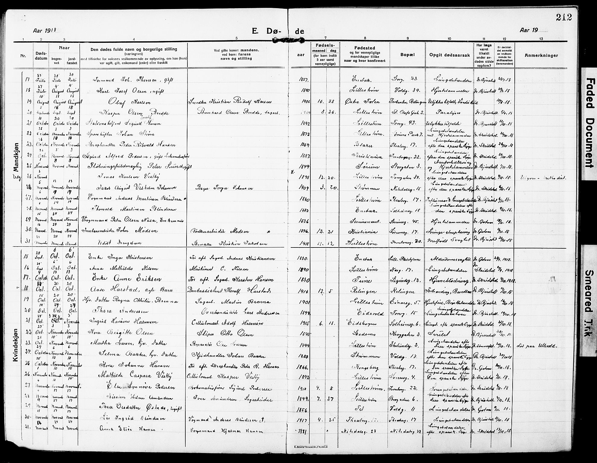 Skedsmo prestekontor Kirkebøker, SAO/A-10033a/G/Gc/L0002: Parish register (copy) no. III 2, 1917-1931, p. 212