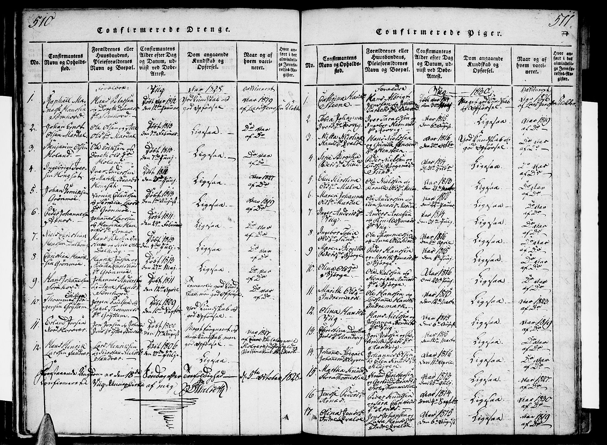 Ministerialprotokoller, klokkerbøker og fødselsregistre - Nordland, AV/SAT-A-1459/812/L0175: Parish register (official) no. 812A04, 1820-1833, p. 510-511