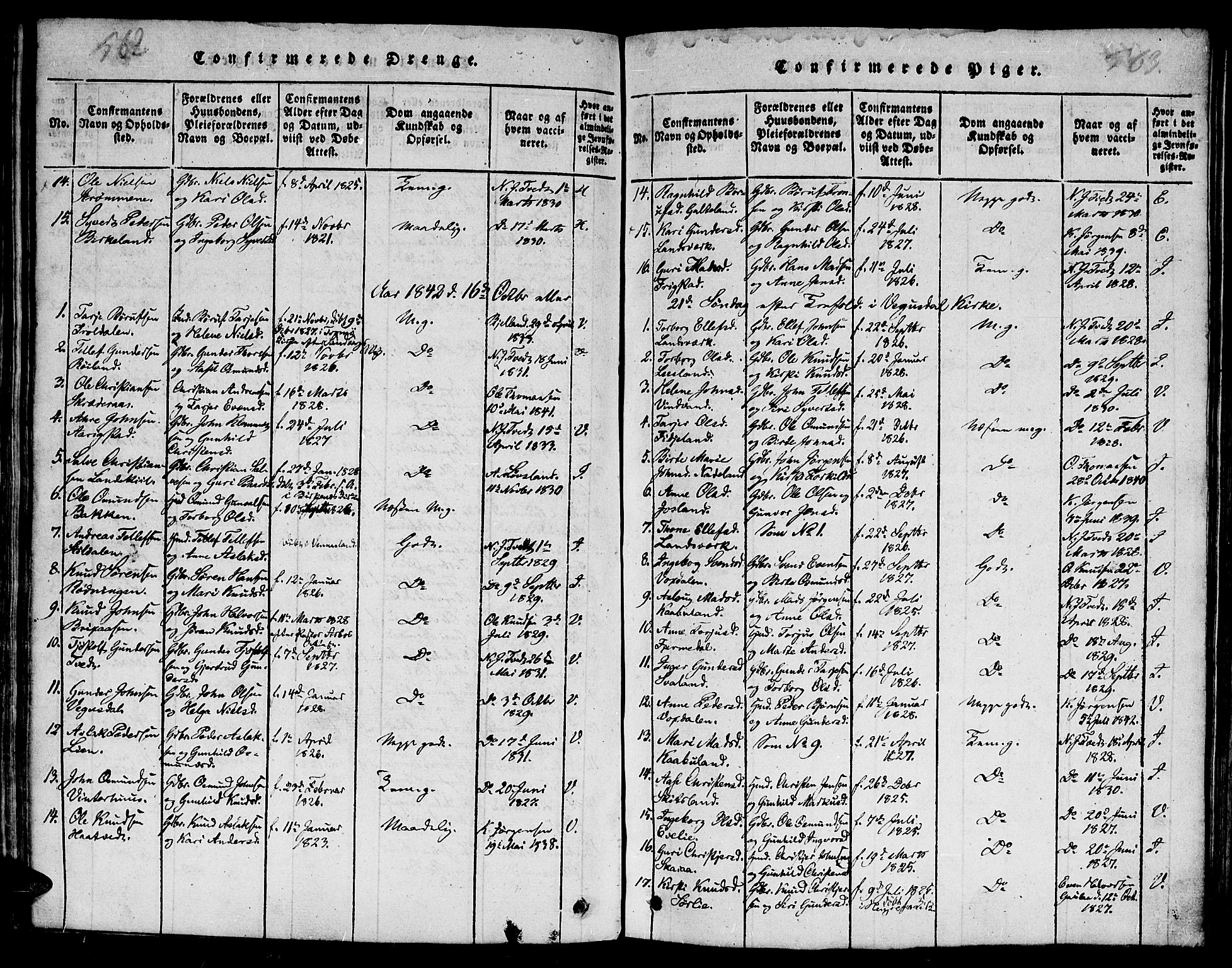 Evje sokneprestkontor, AV/SAK-1111-0008/F/Fb/Fba/L0001: Parish register (copy) no. B 1, 1816-1842, p. 562-563