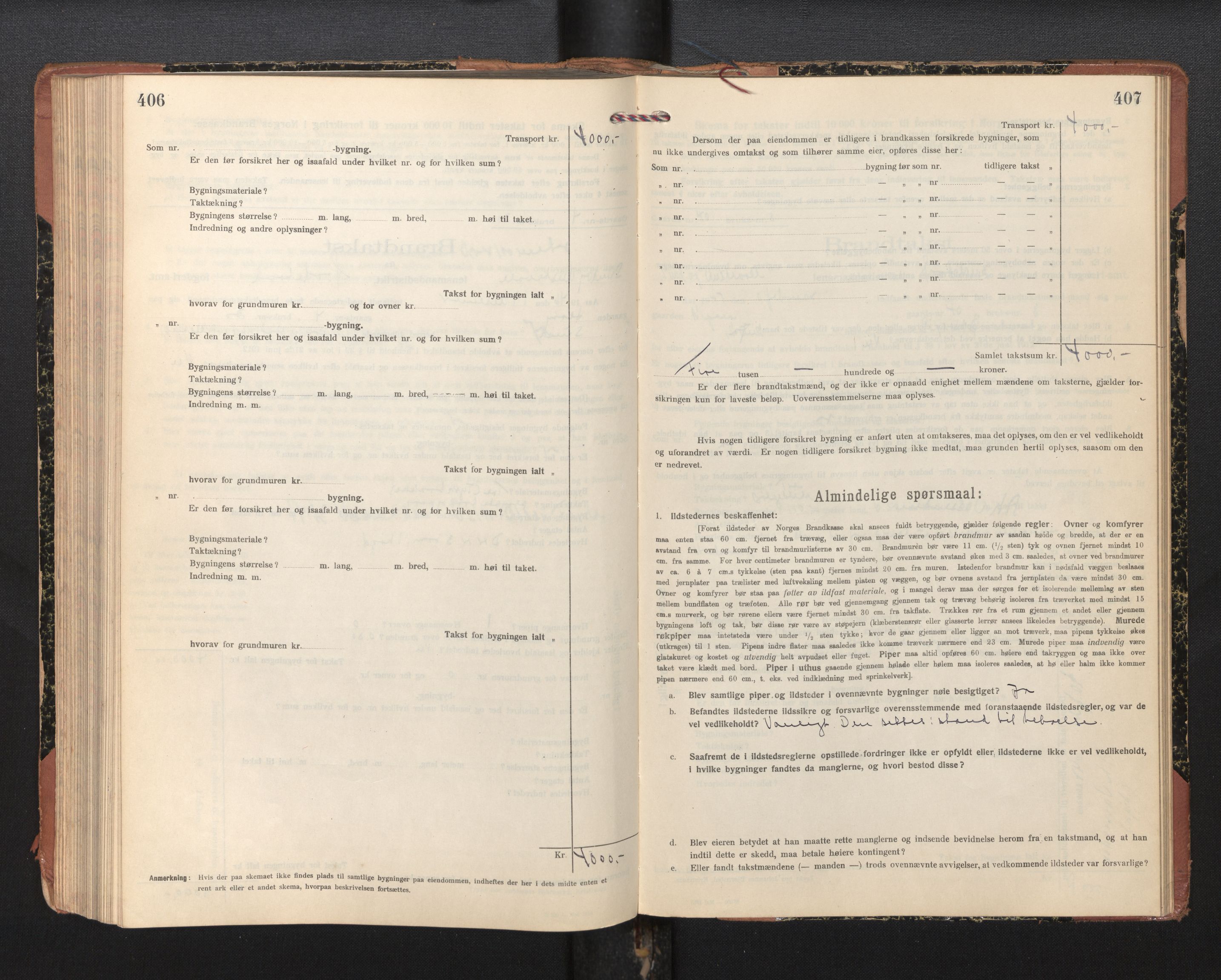 Lensmannen i Sund og Austevoll, SAB/A-35201/0012/L0004: Branntakstprotokoll, skjematakst, 1917-1949, p. 406-407