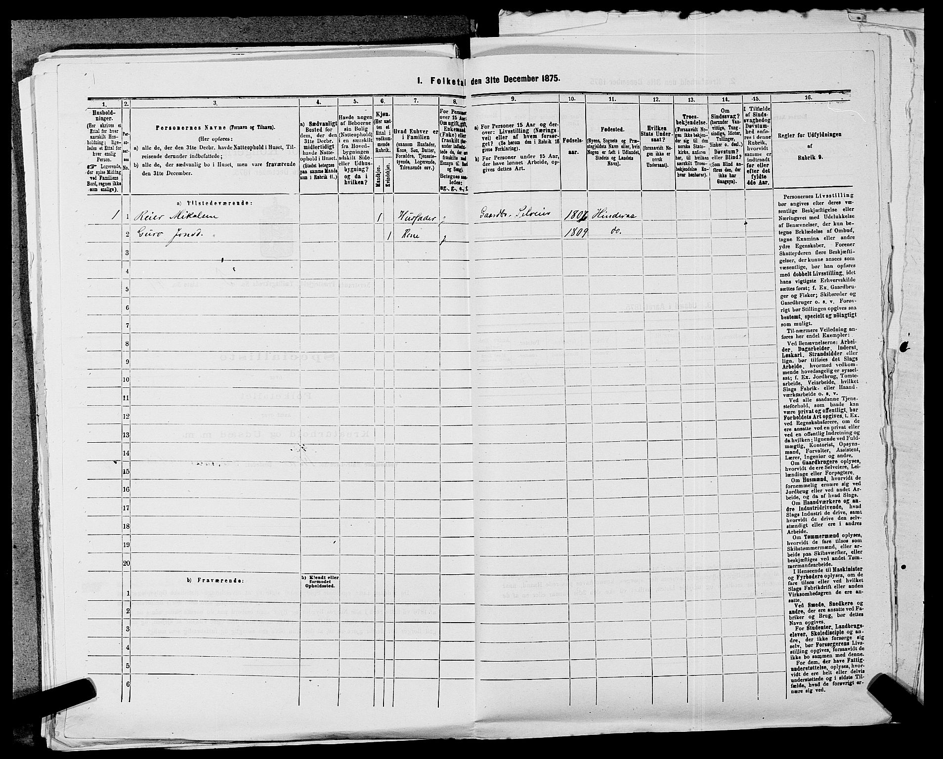 SAST, 1875 census for 1139P Nedstrand, 1875, p. 435