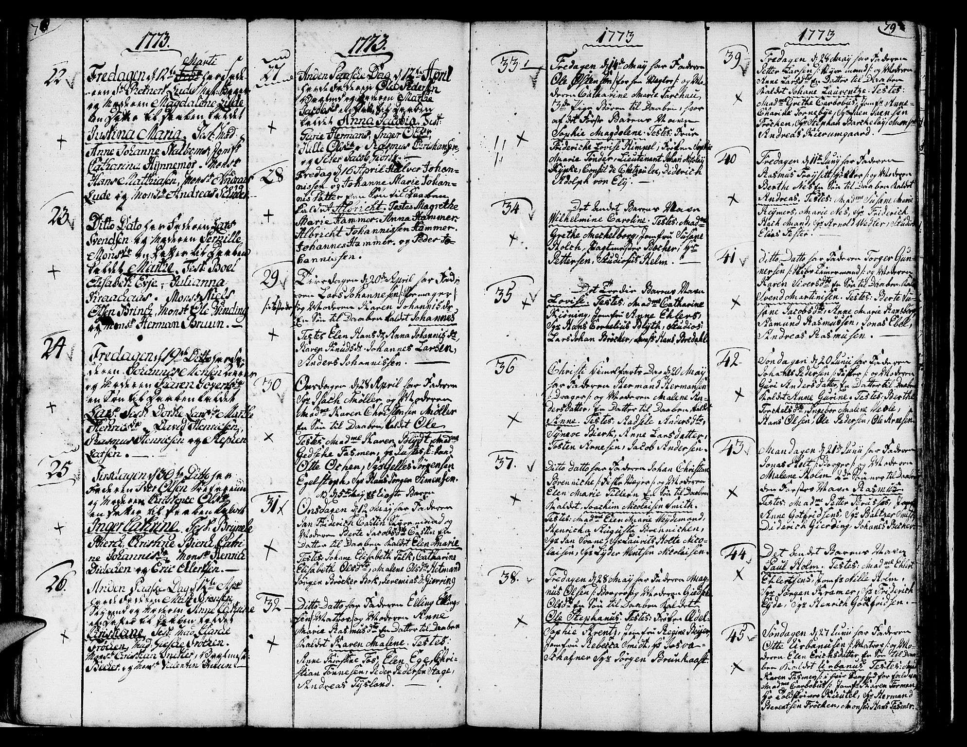 Nykirken Sokneprestembete, AV/SAB-A-77101/H/Haa/L0004: Parish register (official) no. A 4, 1765-1775, p. 78-79