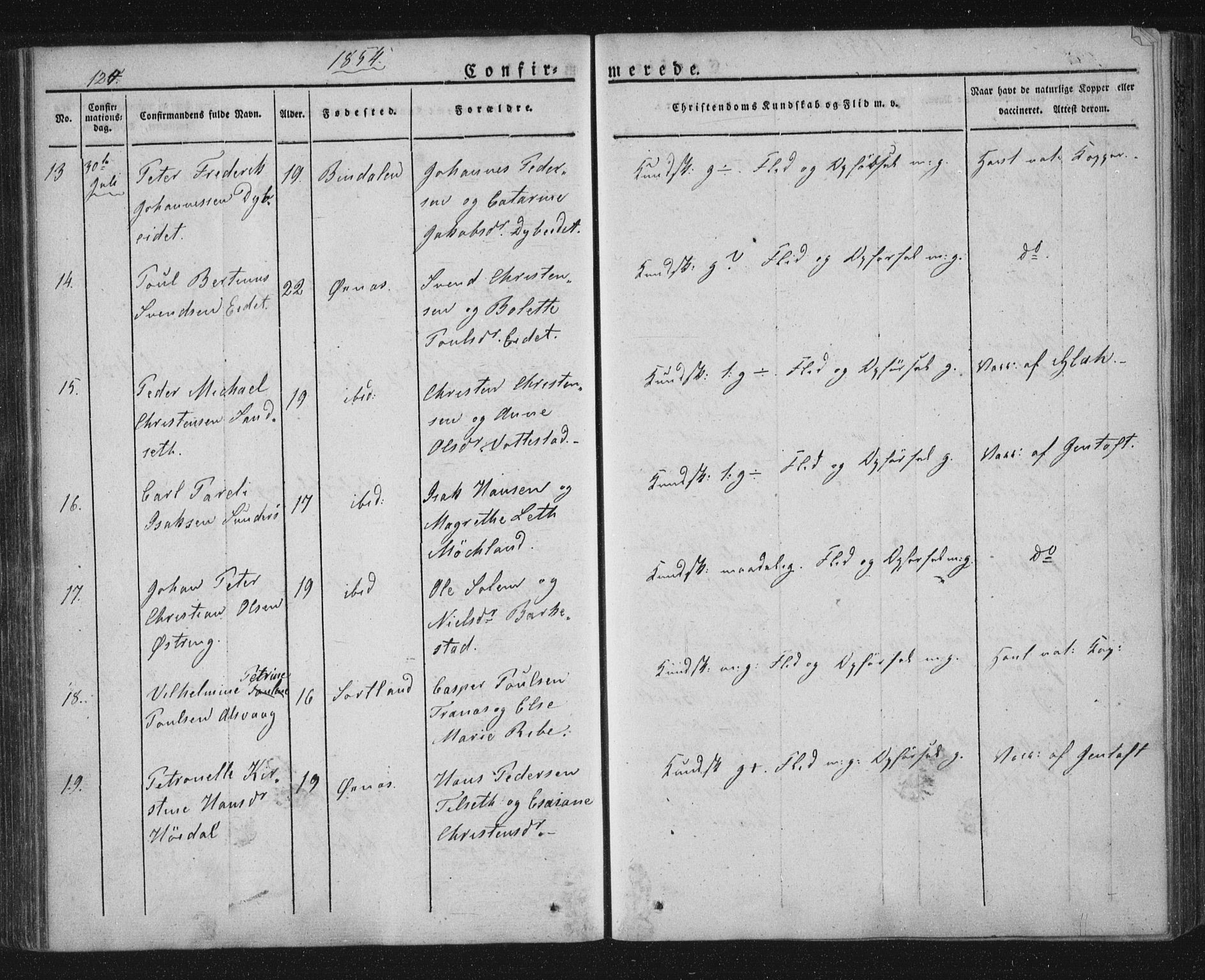 Ministerialprotokoller, klokkerbøker og fødselsregistre - Nordland, AV/SAT-A-1459/893/L1332: Parish register (official) no. 893A05, 1841-1858, p. 124