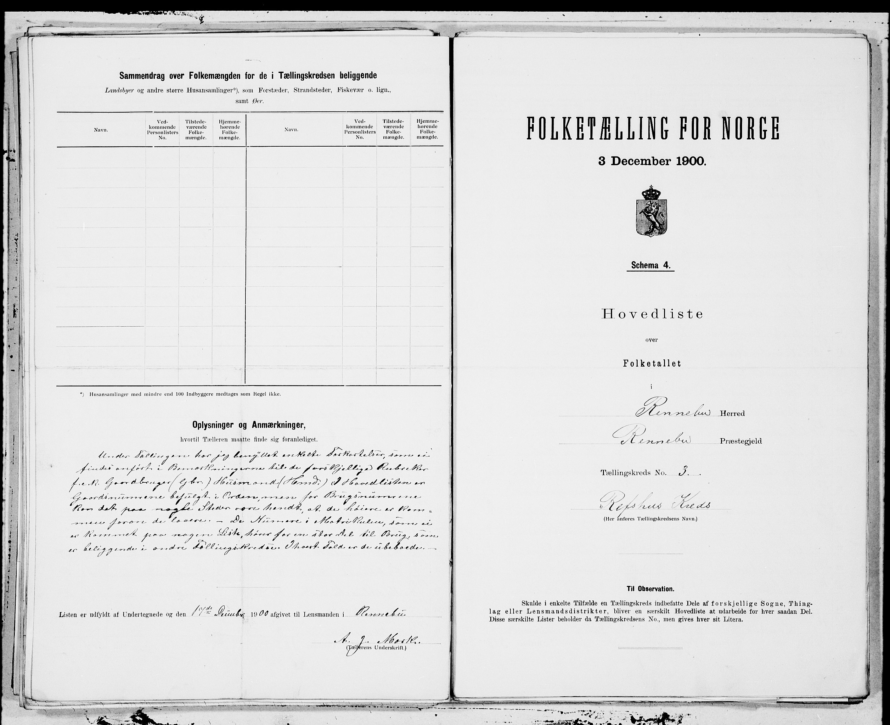 SAT, 1900 census for Rennebu, 1900, p. 6