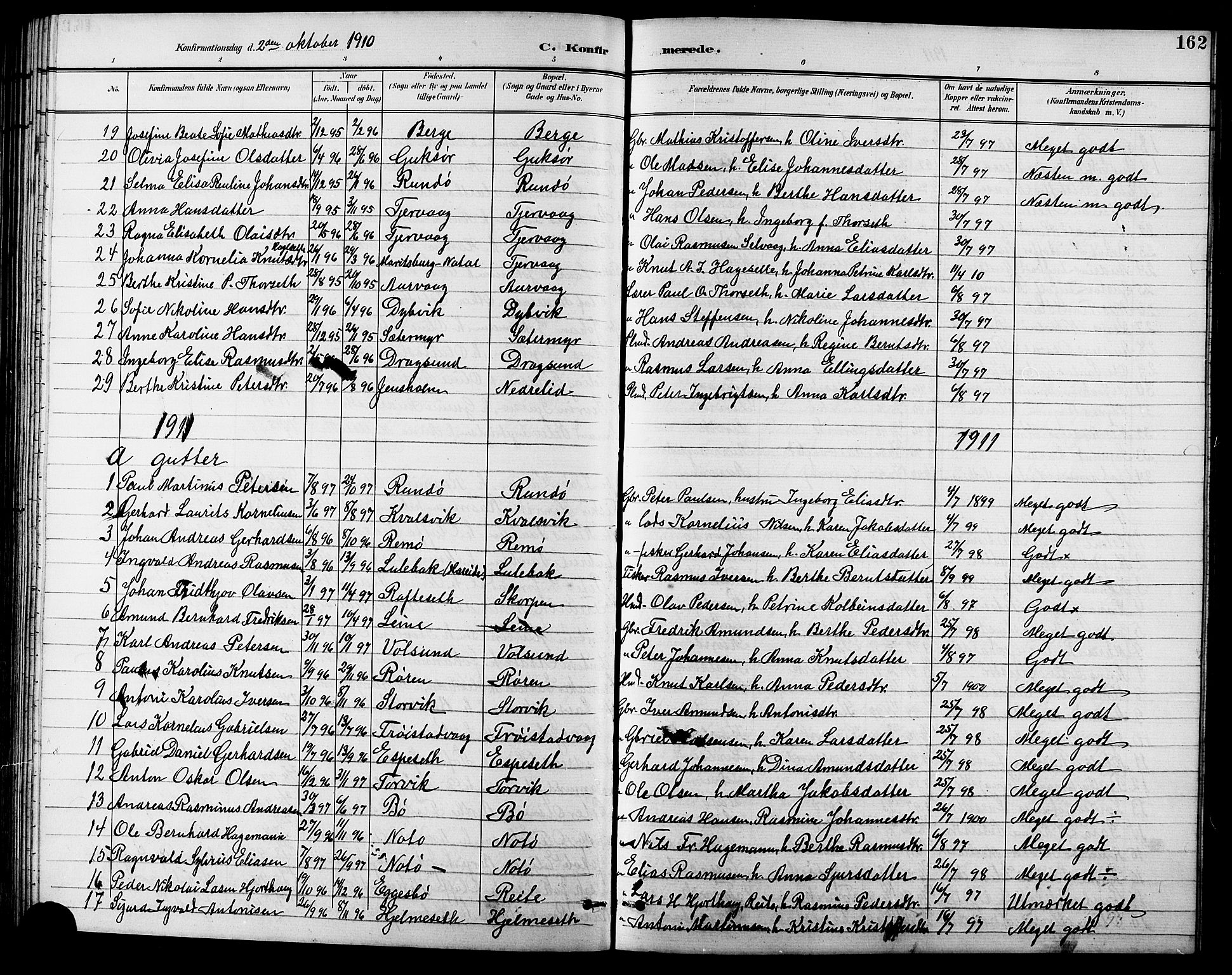 Ministerialprotokoller, klokkerbøker og fødselsregistre - Møre og Romsdal, AV/SAT-A-1454/507/L0082: Parish register (copy) no. 507C05, 1896-1914, p. 162