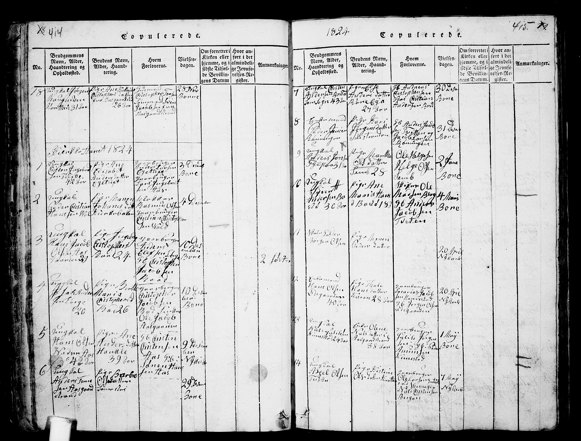 Borre kirkebøker, SAKO/A-338/G/Ga/L0001: Parish register (copy) no. I 1, 1815-1851, p. 414-415