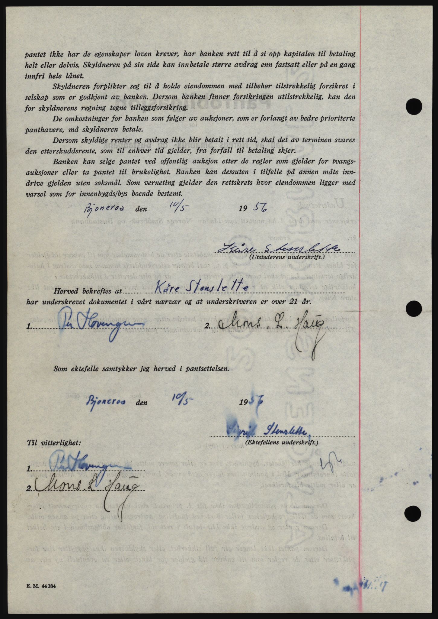 Hadeland og Land tingrett, SAH/TING-010/H/Hb/Hbc/L0034: Mortgage book no. B34, 1956-1956, Diary no: : 1375/1956