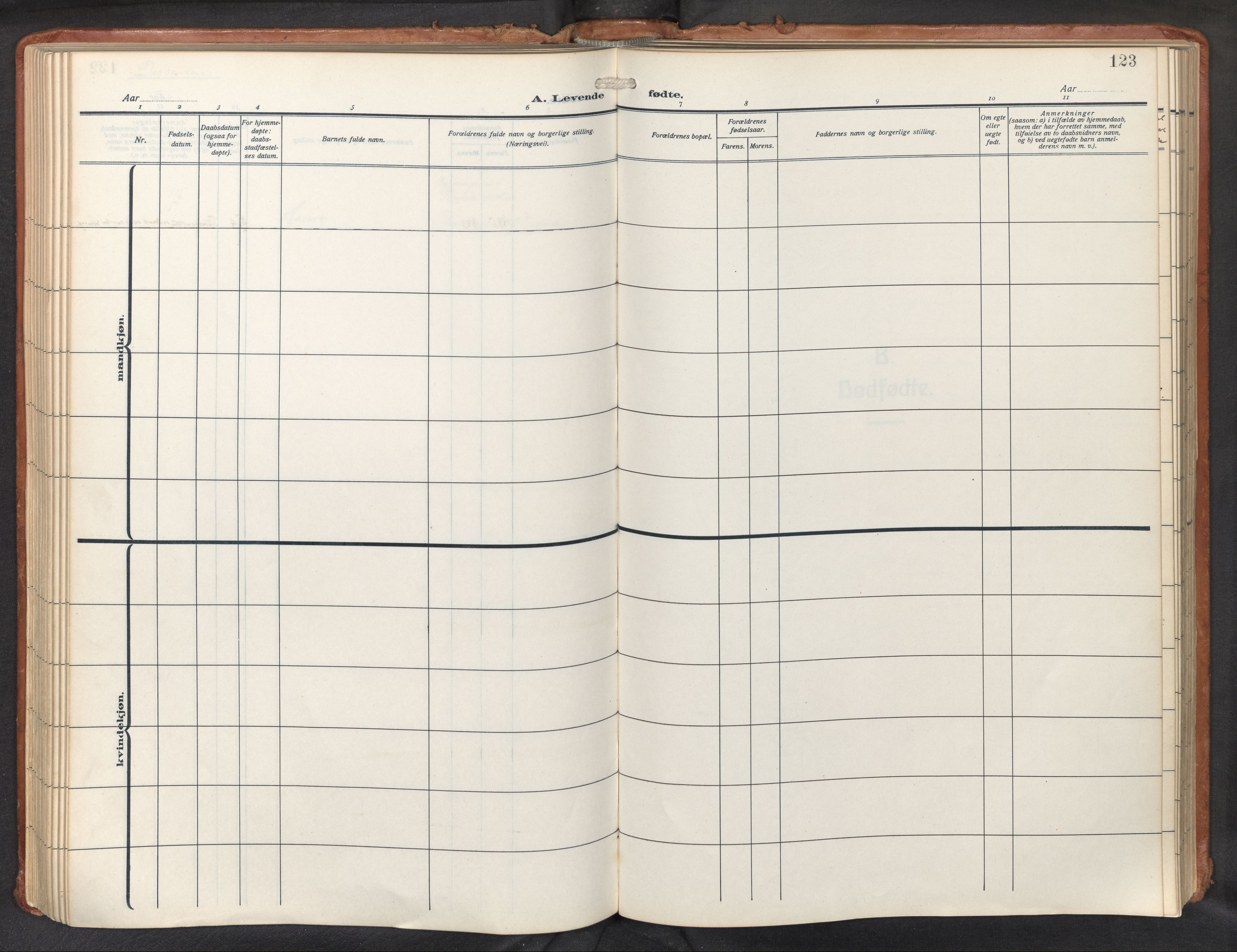 Haus sokneprestembete, AV/SAB-A-75601/H/Haa: Parish register (official) no. D 3, 1912-1927, p. 123