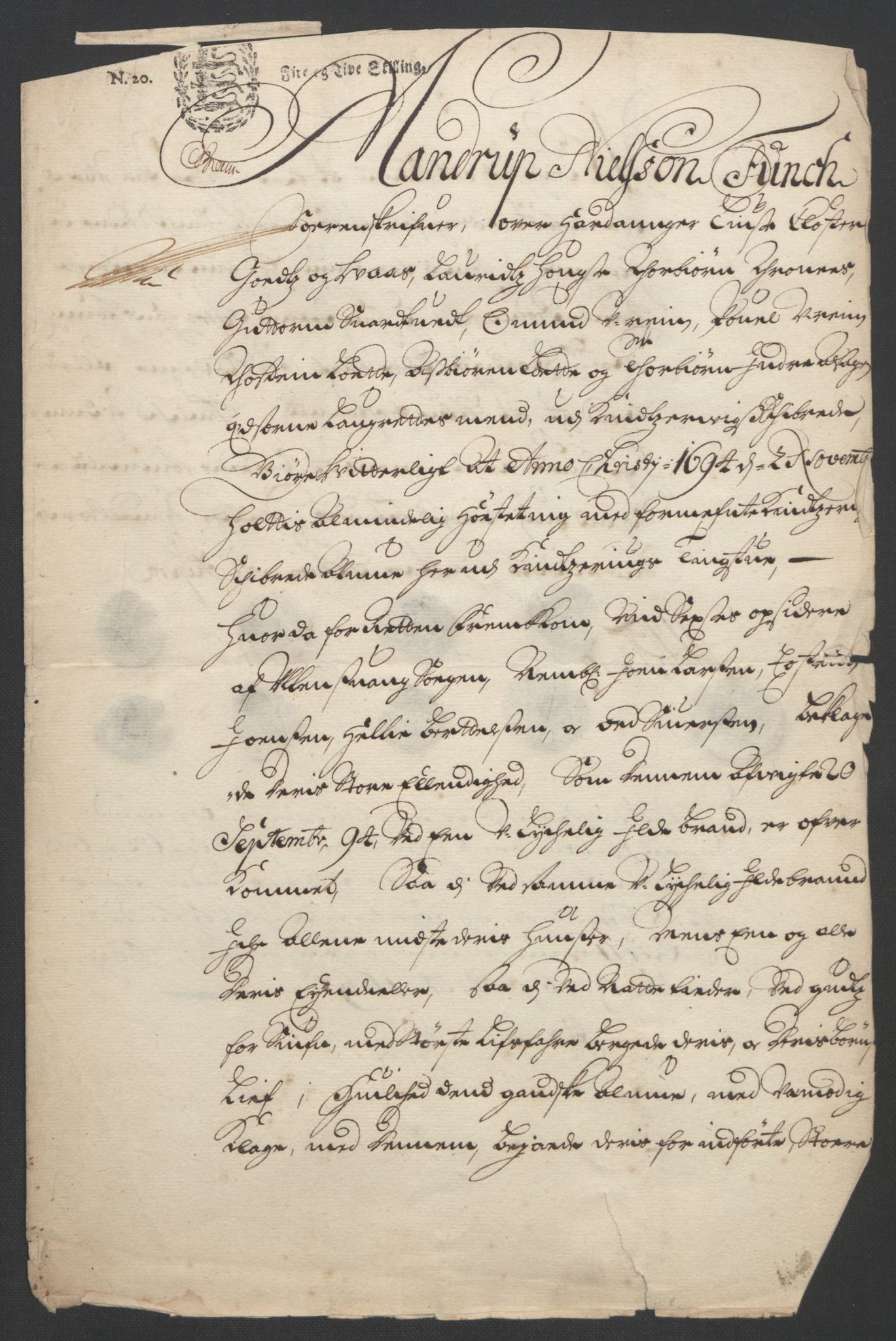 Rentekammeret inntil 1814, Reviderte regnskaper, Fogderegnskap, AV/RA-EA-4092/R48/L2975: Fogderegnskap Sunnhordland og Hardanger, 1694, p. 335