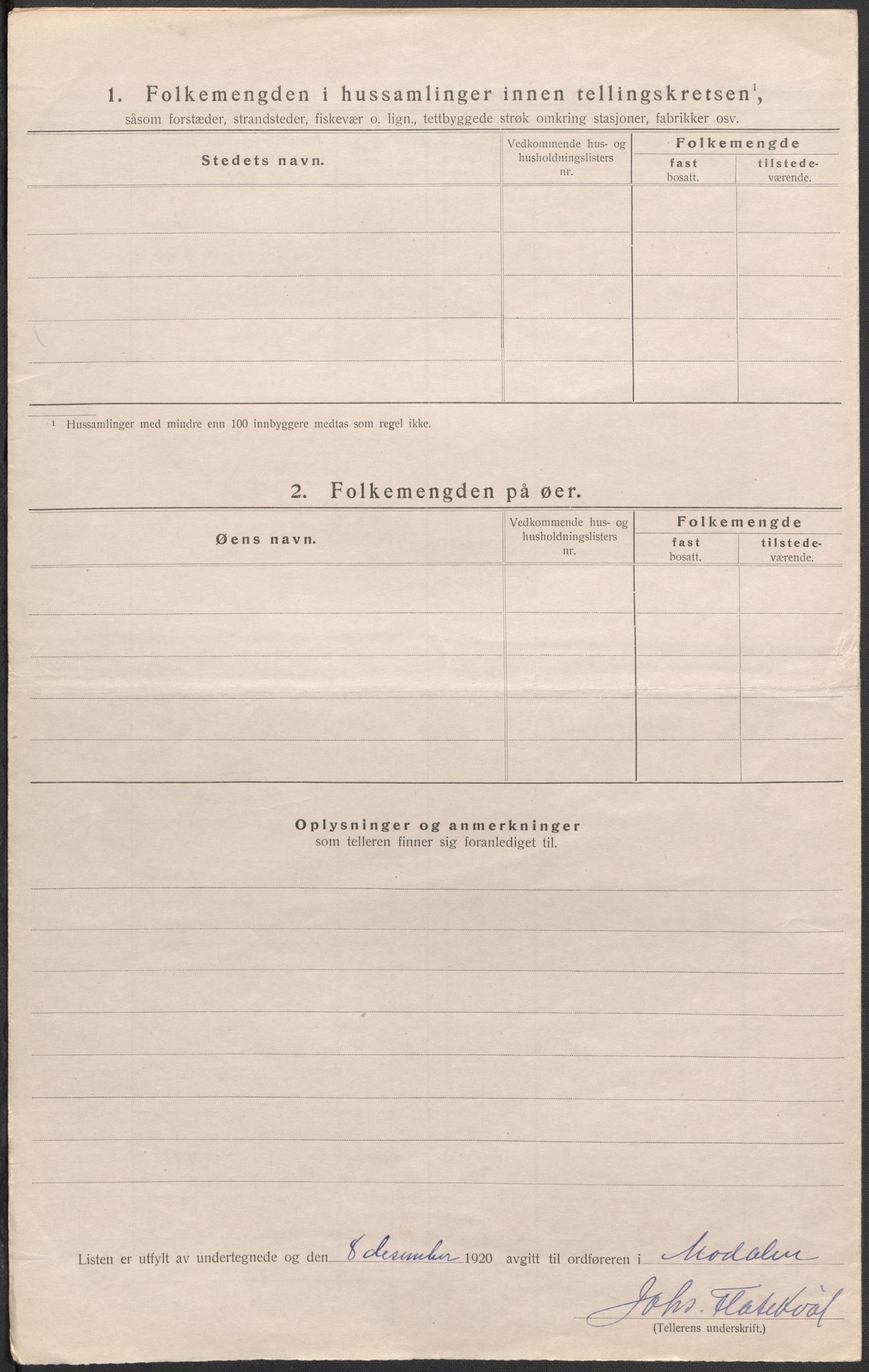 SAB, 1920 census for Modalen, 1920, p. 32