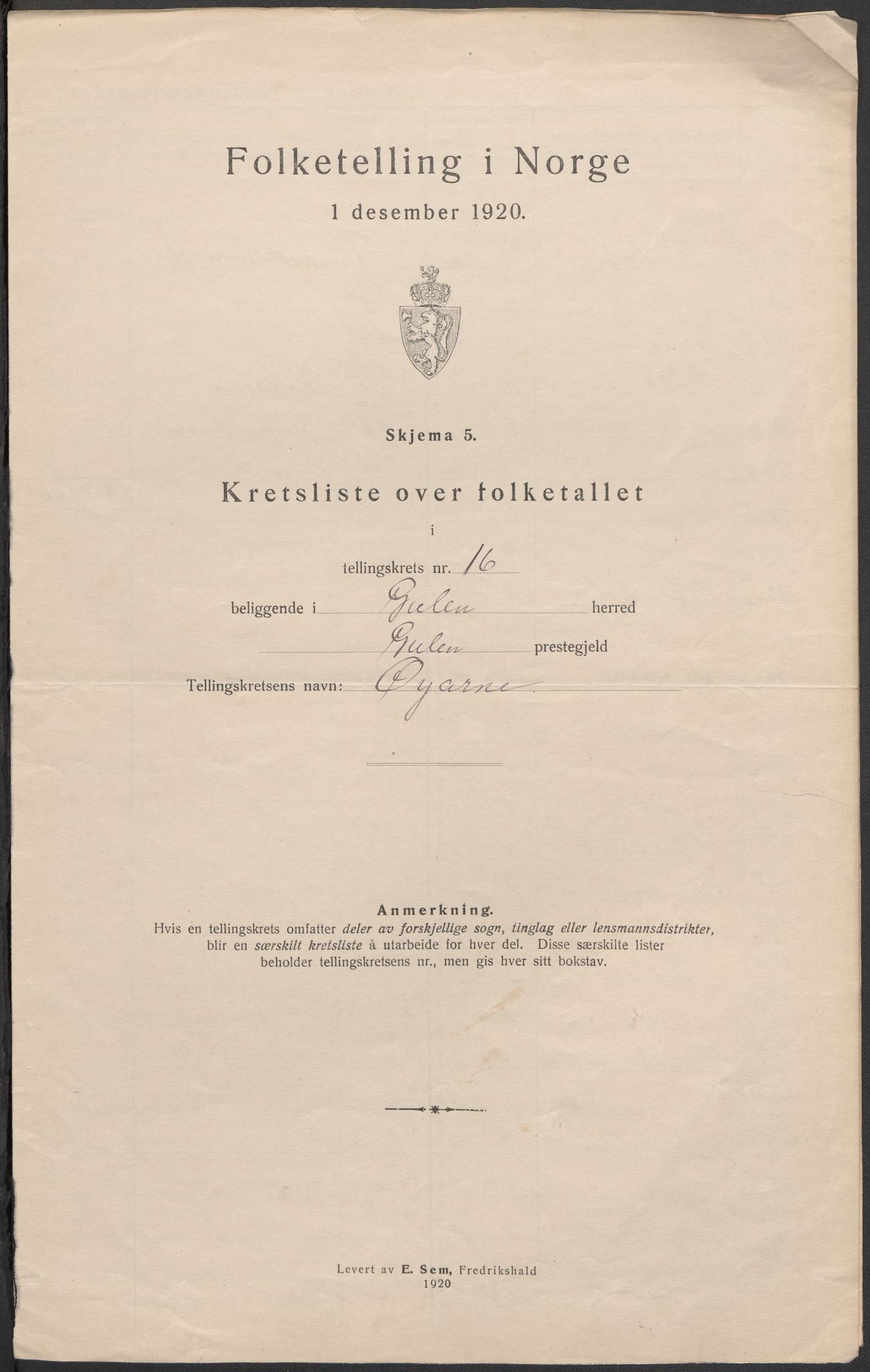 SAB, 1920 census for Gulen, 1920, p. 49