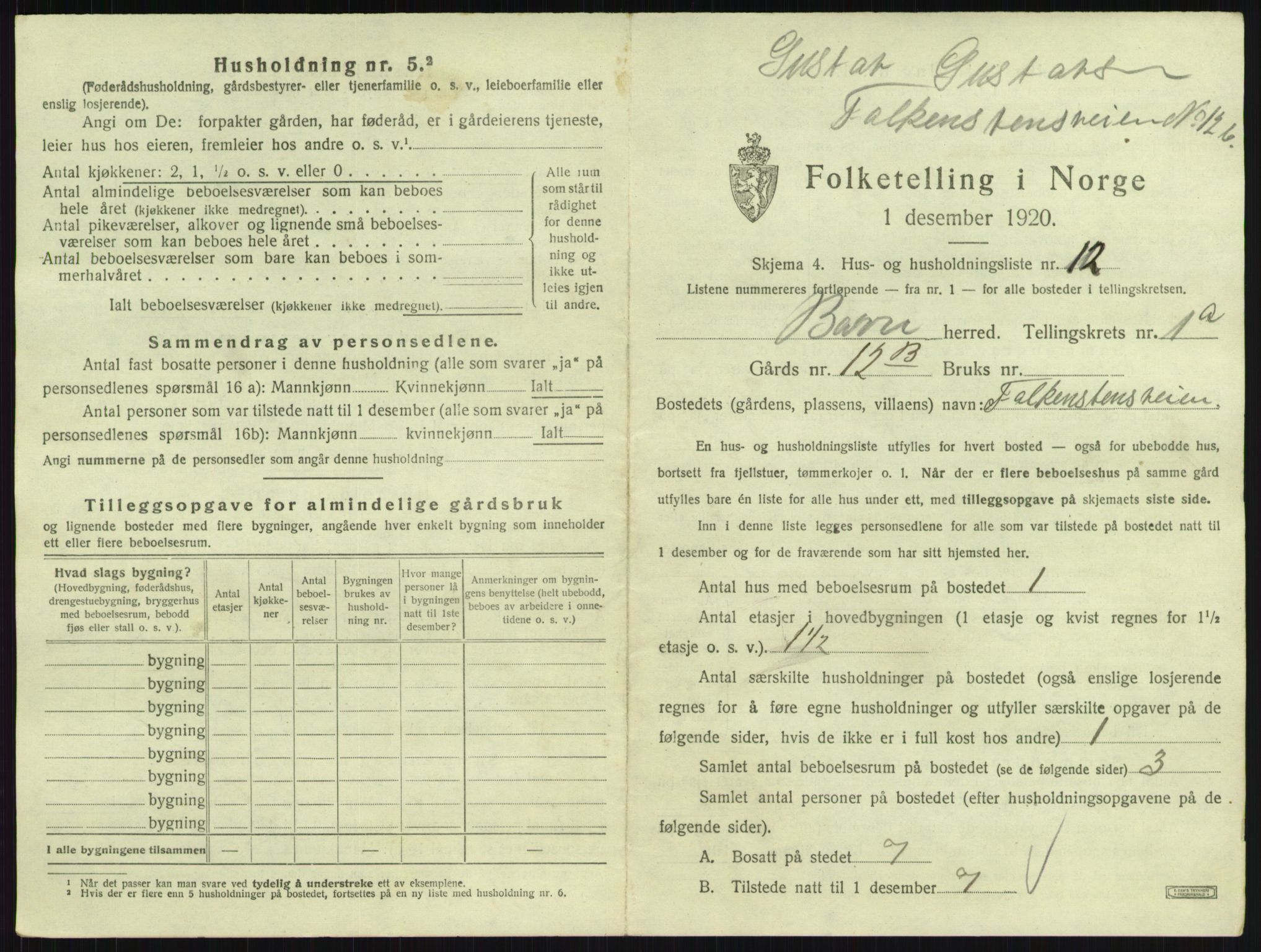 SAKO, 1920 census for Borre, 1920, p. 54