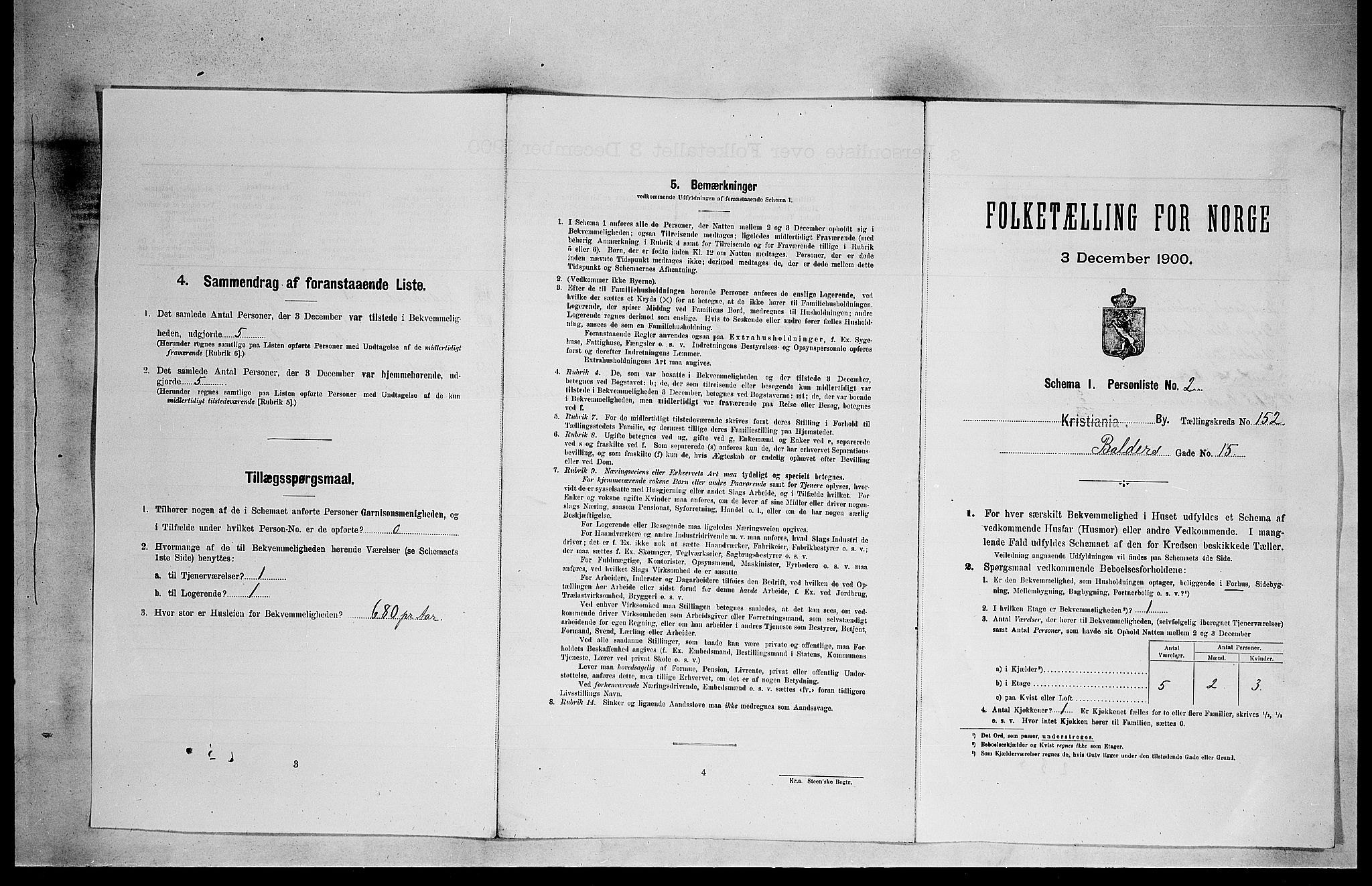 SAO, 1900 census for Kristiania, 1900, p. 3668