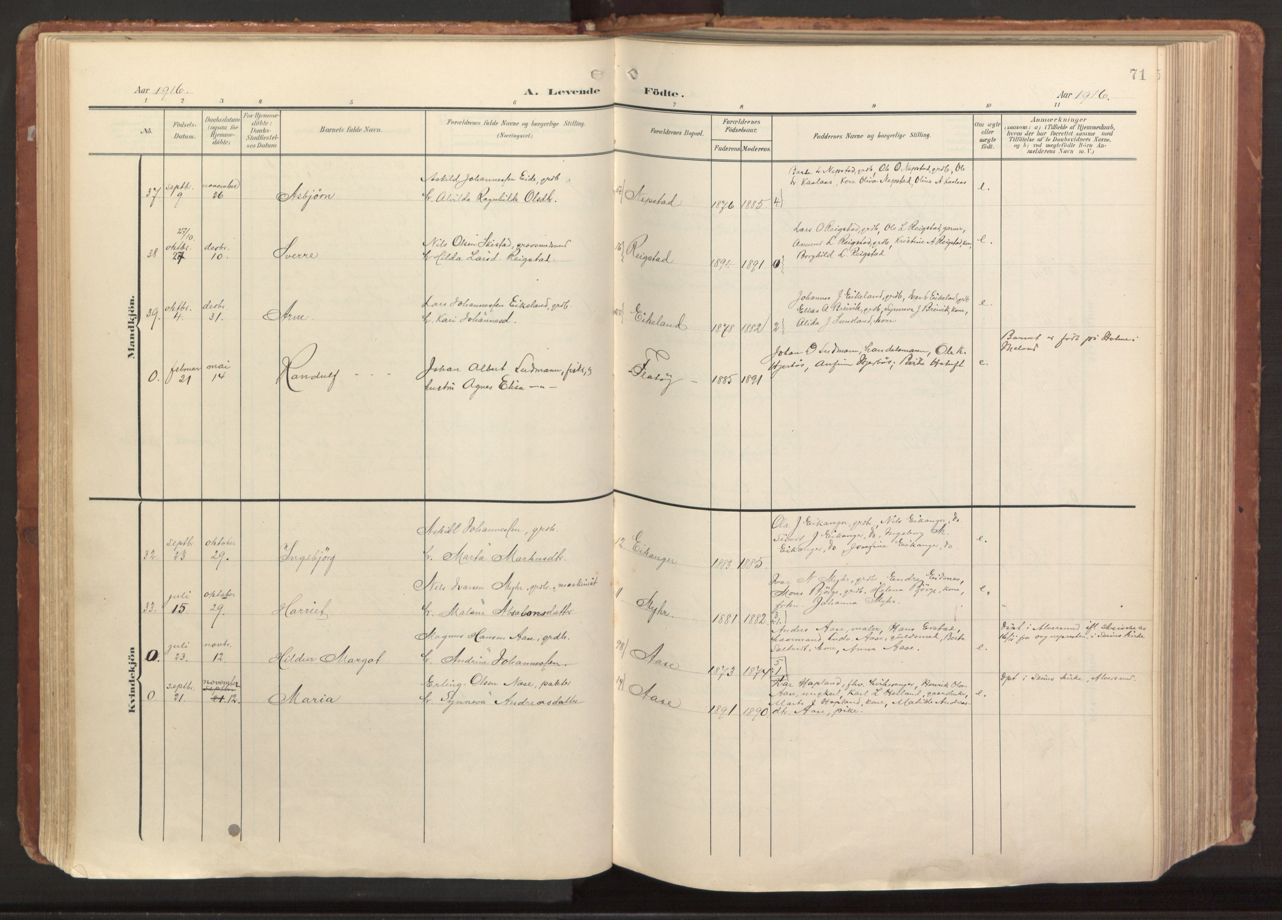 Hamre sokneprestembete, AV/SAB-A-75501/H/Ha/Haa/Haab/L0002: Parish register (official) no. B 2, 1905-1924, p. 71