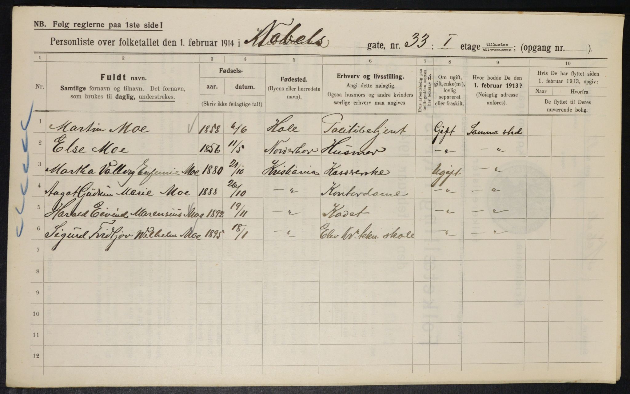 OBA, Municipal Census 1914 for Kristiania, 1914, p. 71363