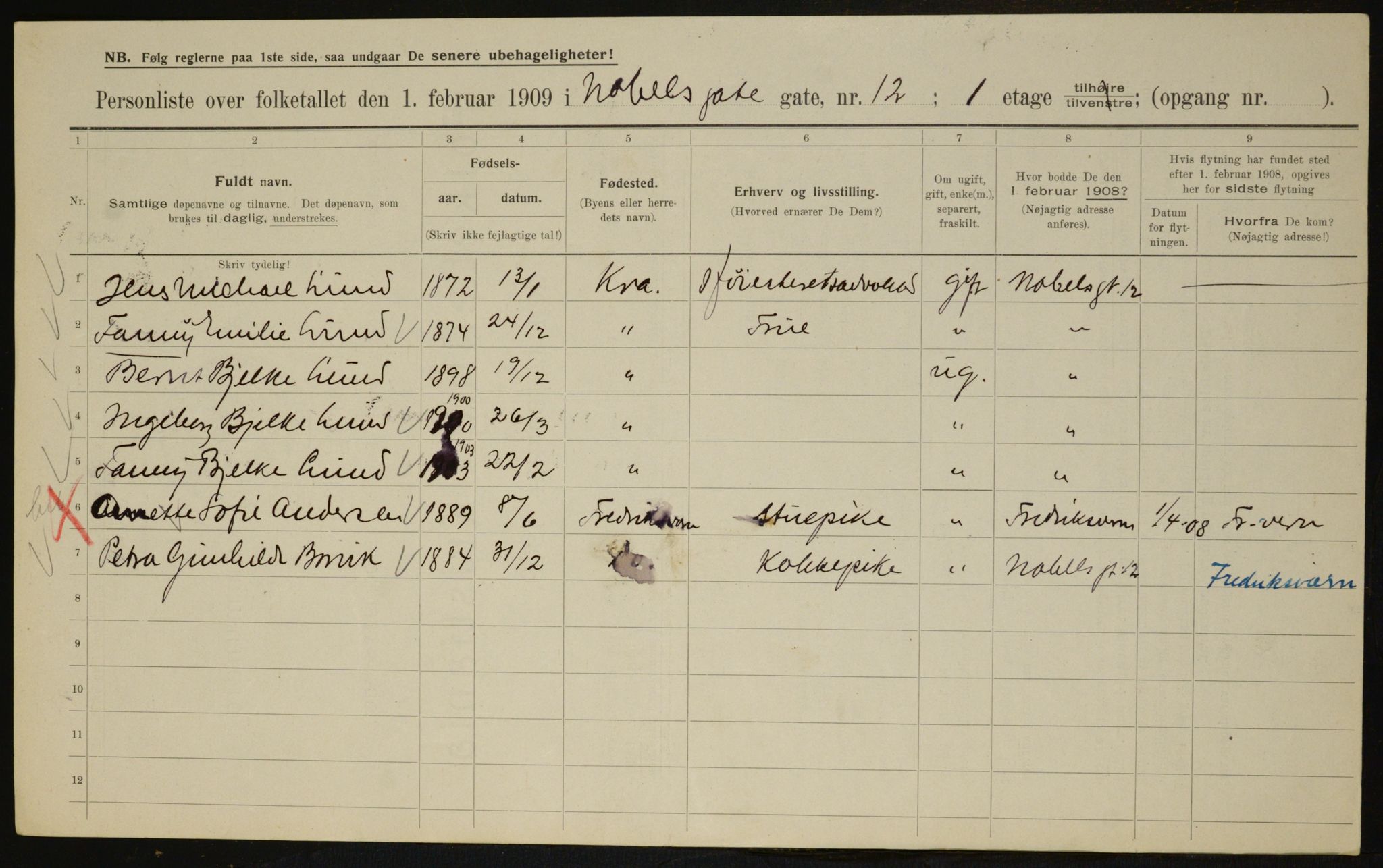 OBA, Municipal Census 1909 for Kristiania, 1909, p. 64474