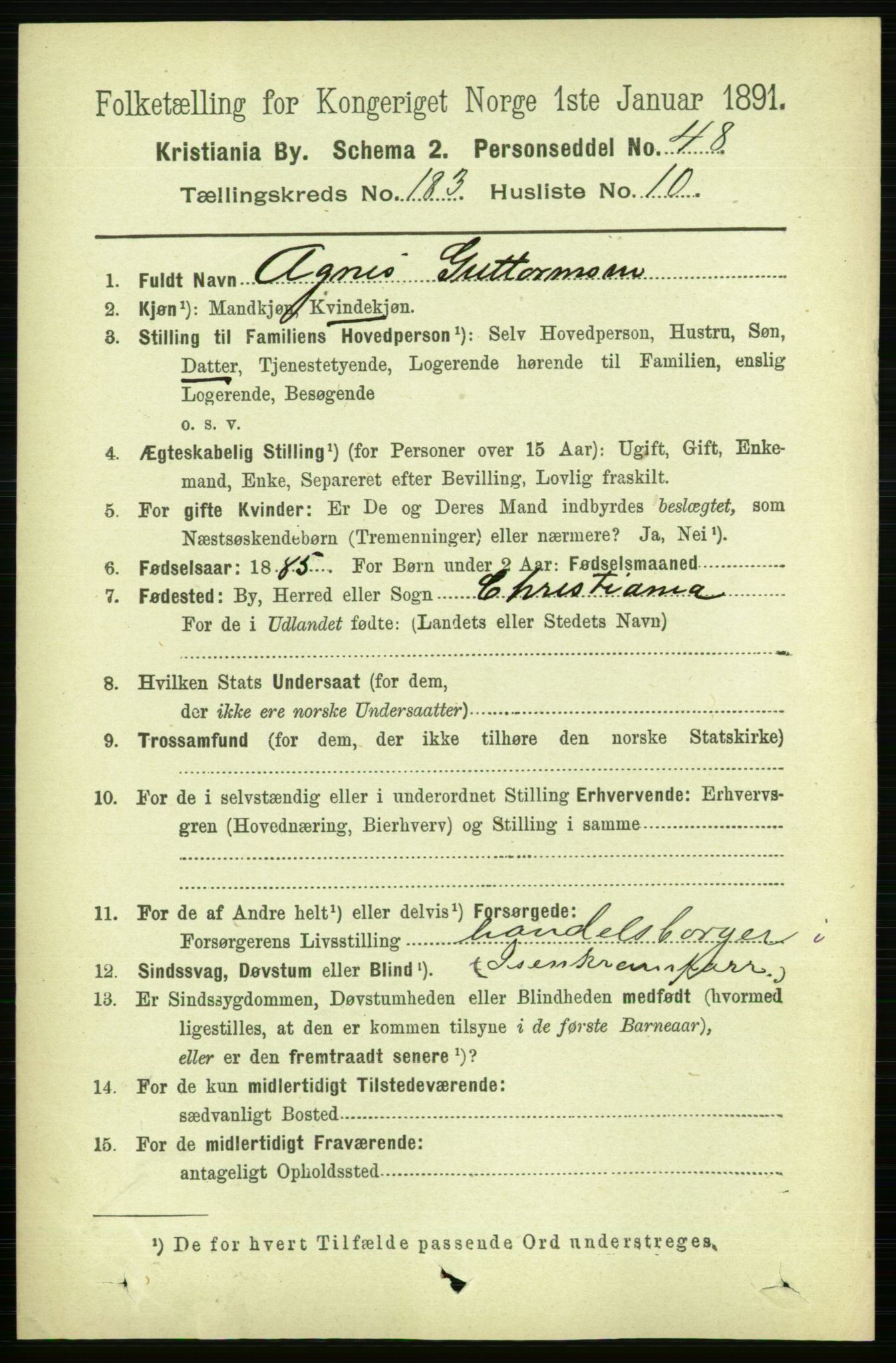 RA, 1891 census for 0301 Kristiania, 1891, p. 109732