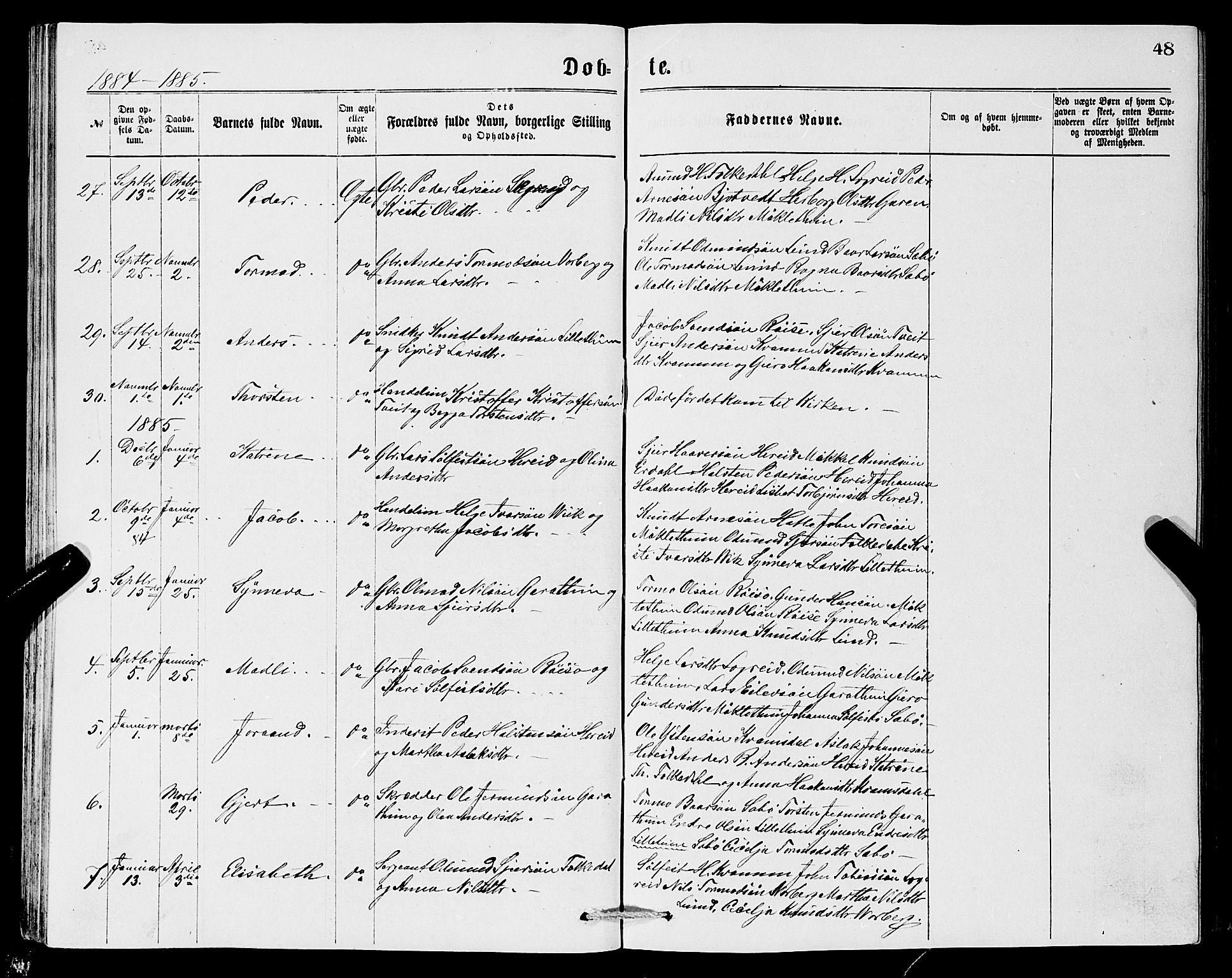 Ullensvang sokneprestembete, SAB/A-78701/H/Hab: Parish register (copy) no. C 2, 1871-1899, p. 48