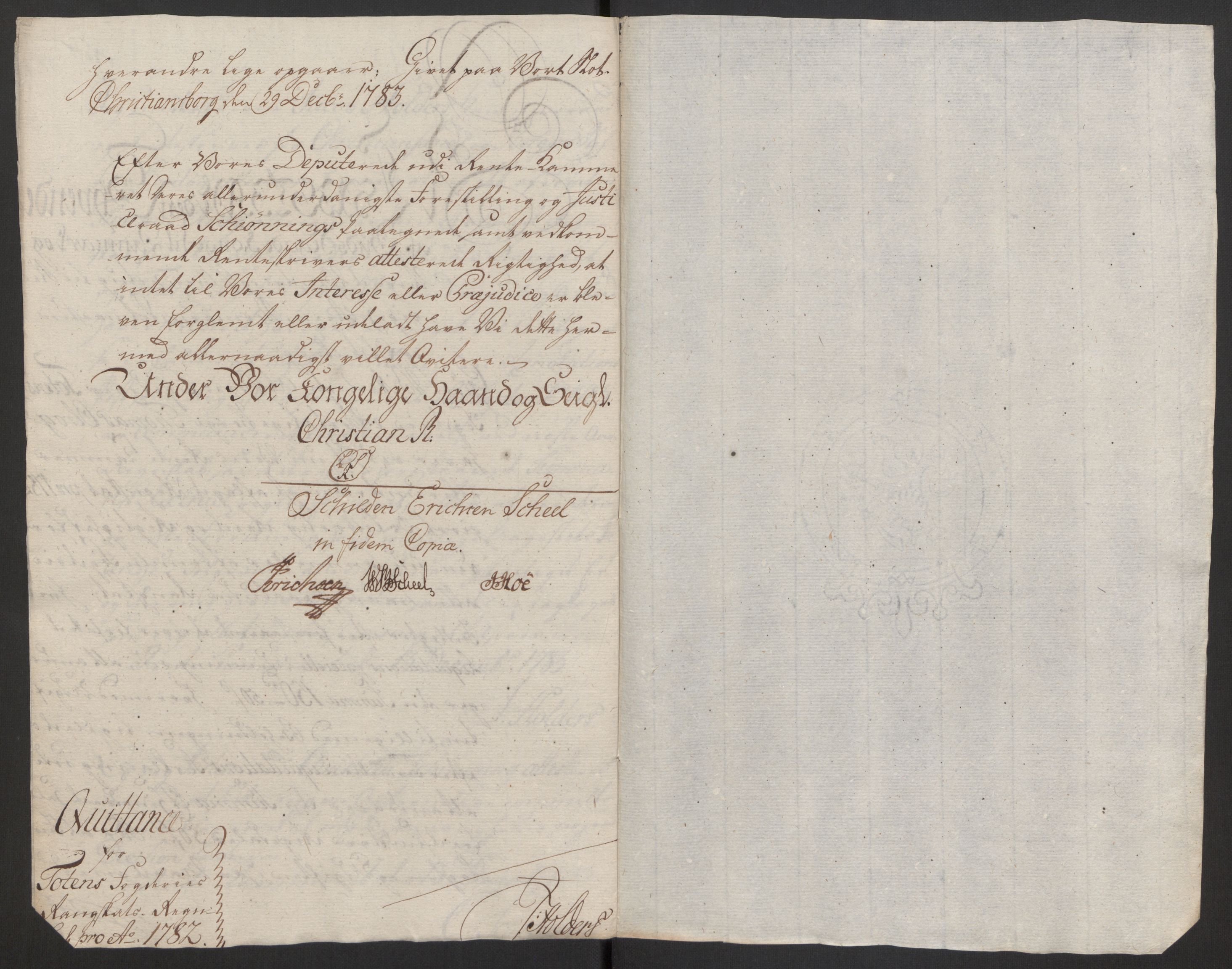Rentekammeret inntil 1814, Reviderte regnskaper, Fogderegnskap, RA/EA-4092/R19/L1369: Fogderegnskap Toten, Hadeland og Vardal, 1782, p. 45