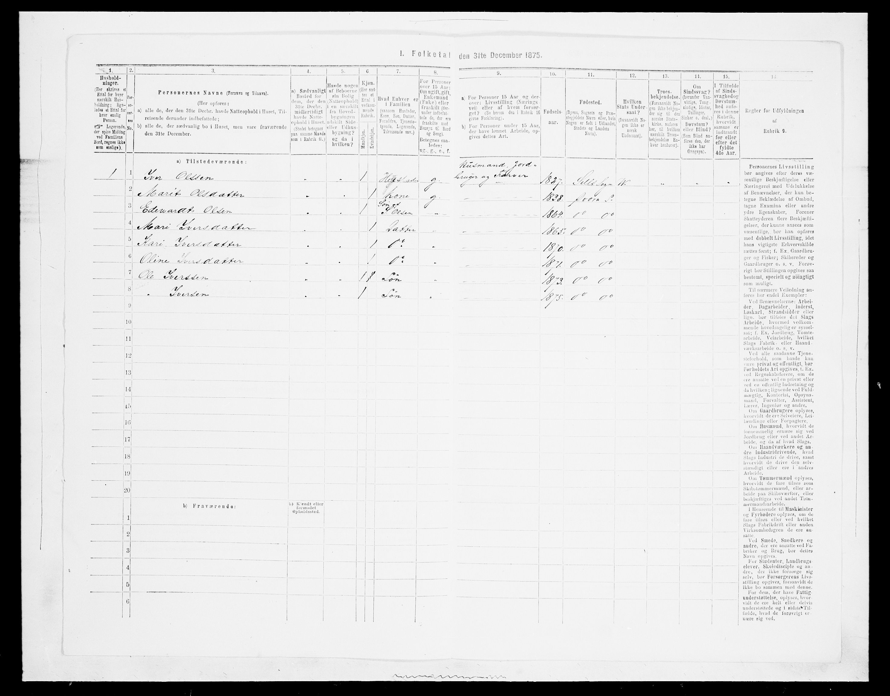 SAH, 1875 census for 0511P Dovre, 1875, p. 60