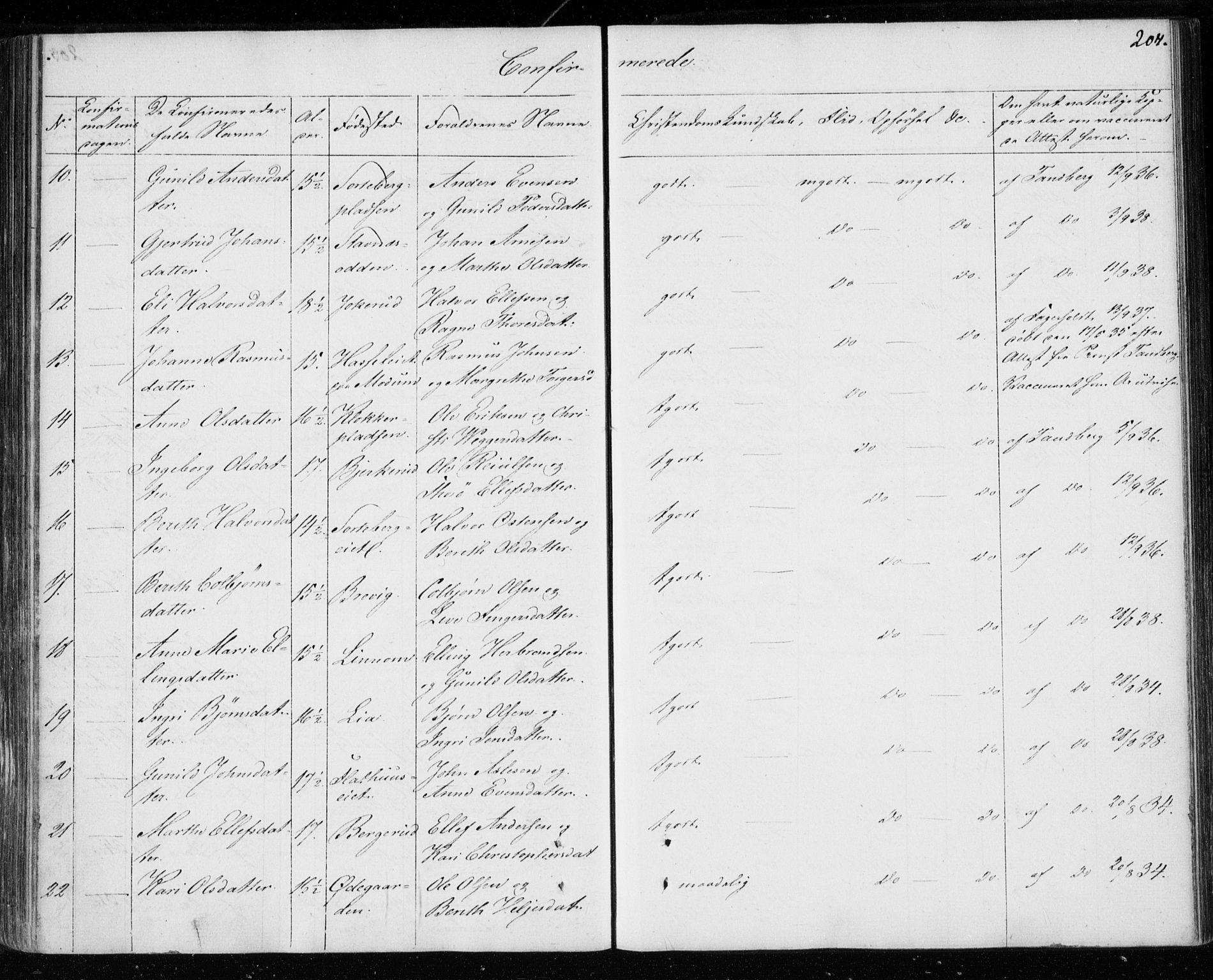 Krødsherad kirkebøker, SAKO/A-19/F/Fa/L0002: Parish register (official) no. 2, 1829-1851, p. 204