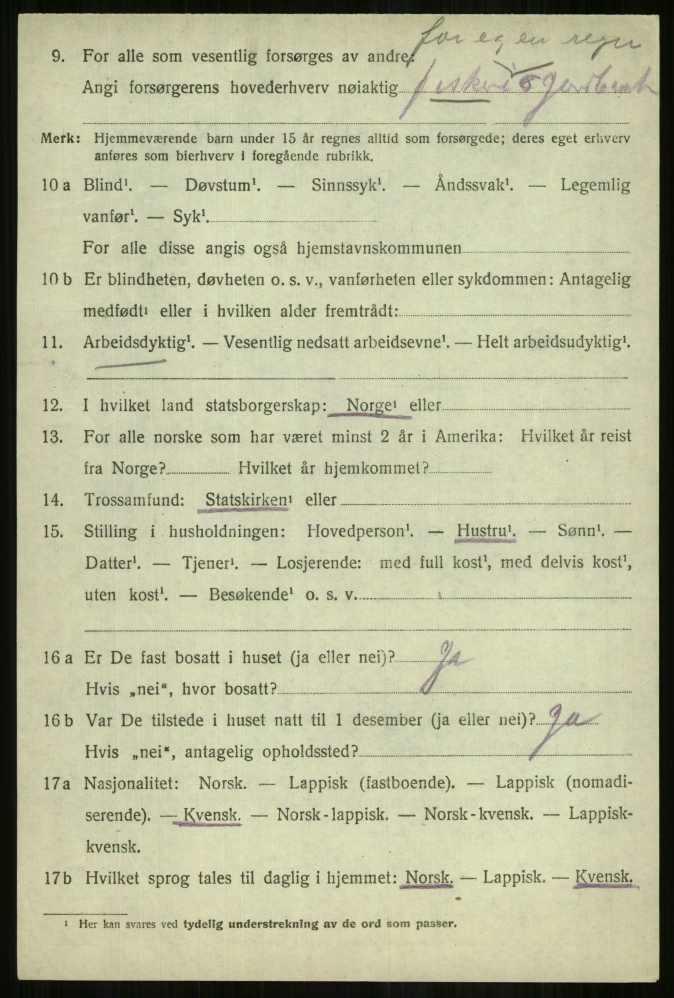 SATØ, 1920 census for Lyngen, 1920, p. 10388