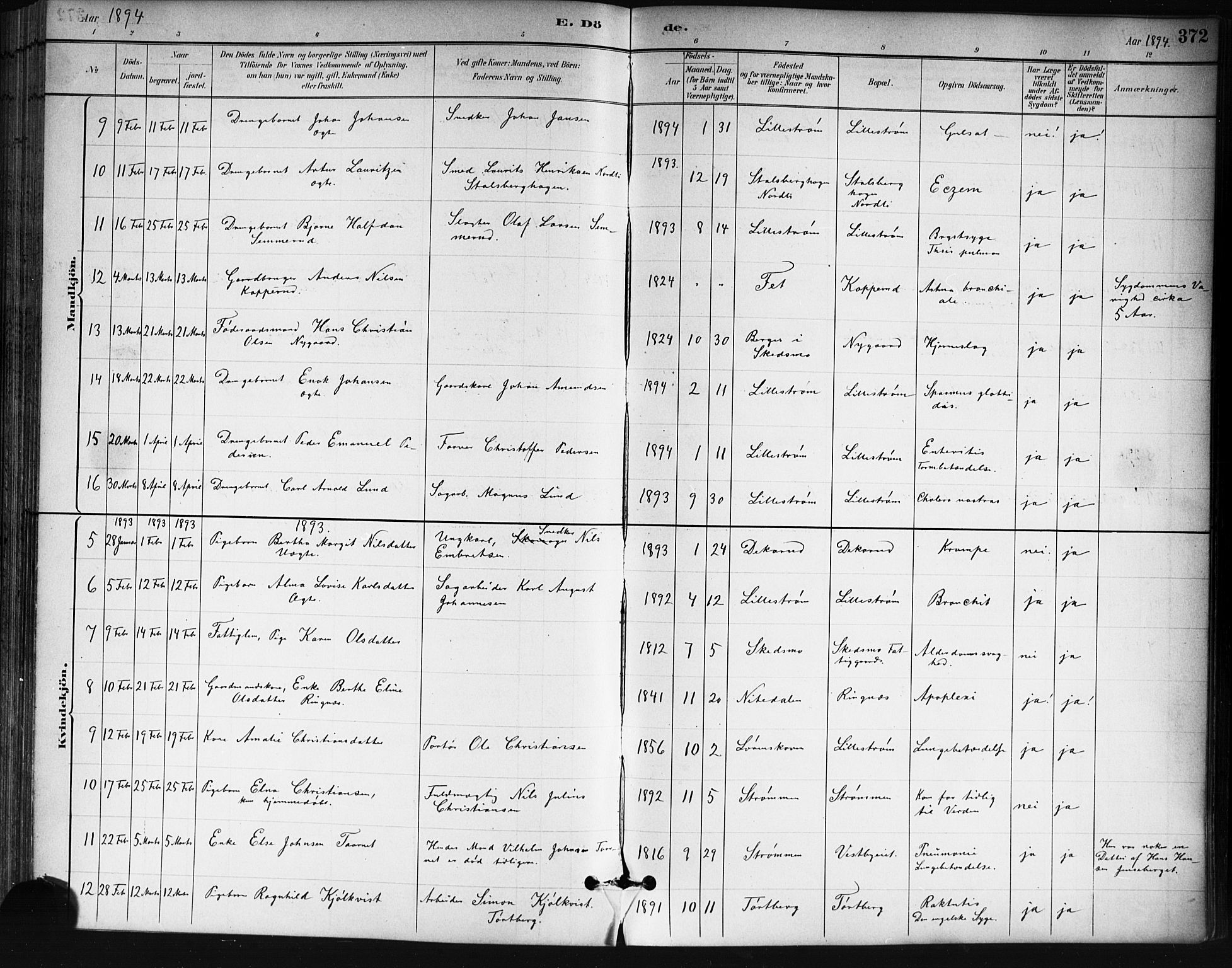 Skedsmo prestekontor Kirkebøker, SAO/A-10033a/G/Ga/L0004: Parish register (copy) no. I 4, 1883-1895, p. 372