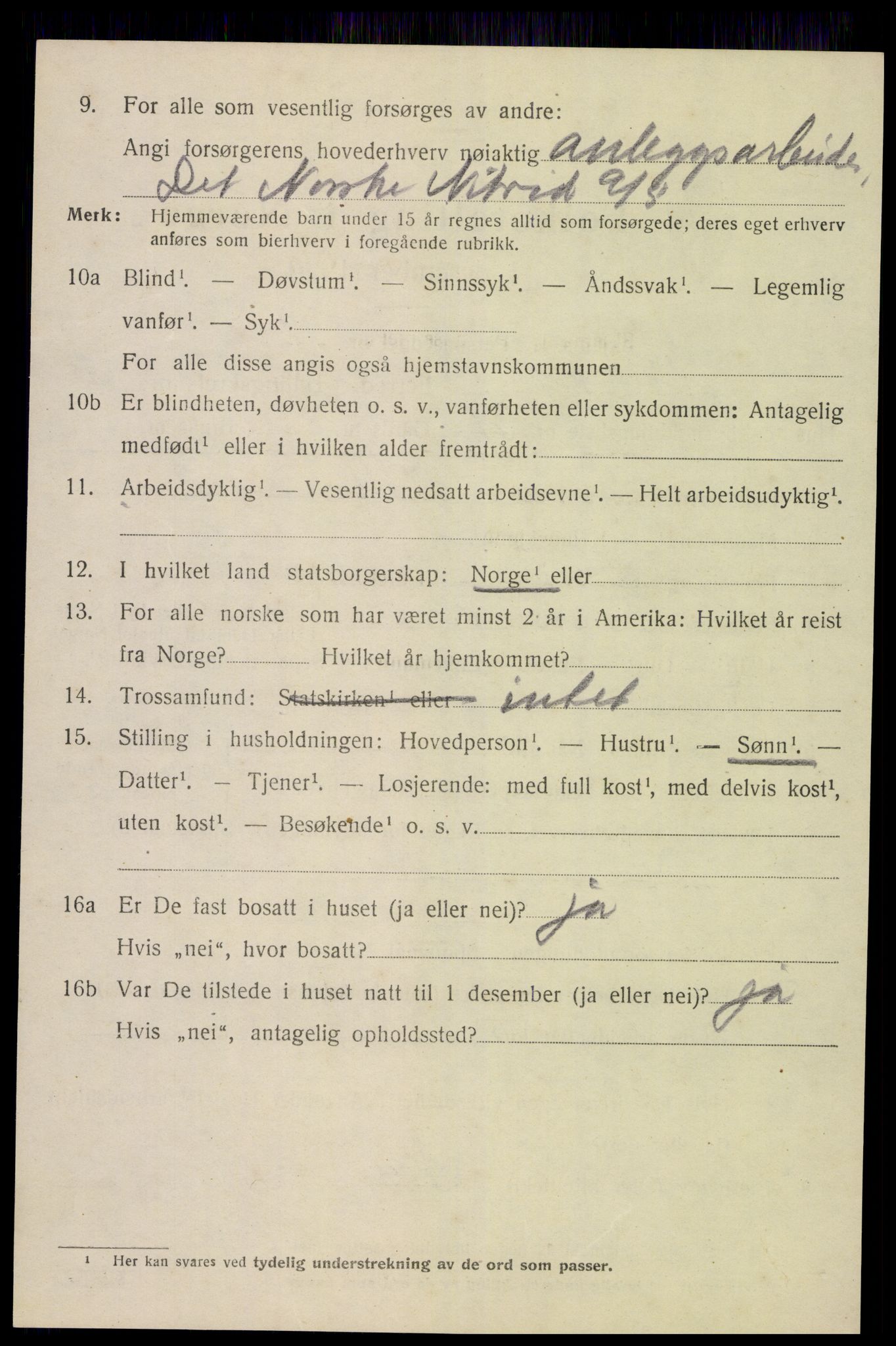 SAK, 1920 census for Stokken, 1920, p. 3103