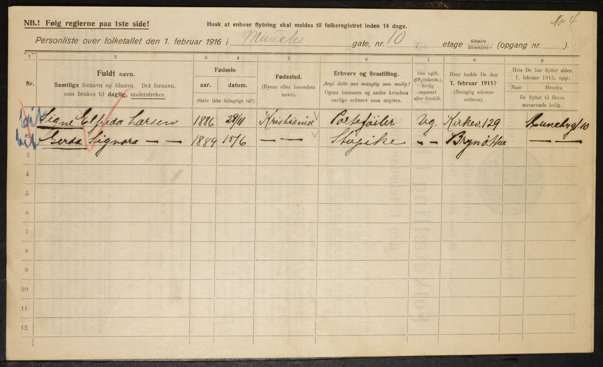 OBA, Municipal Census 1916 for Kristiania, 1916, p. 68373