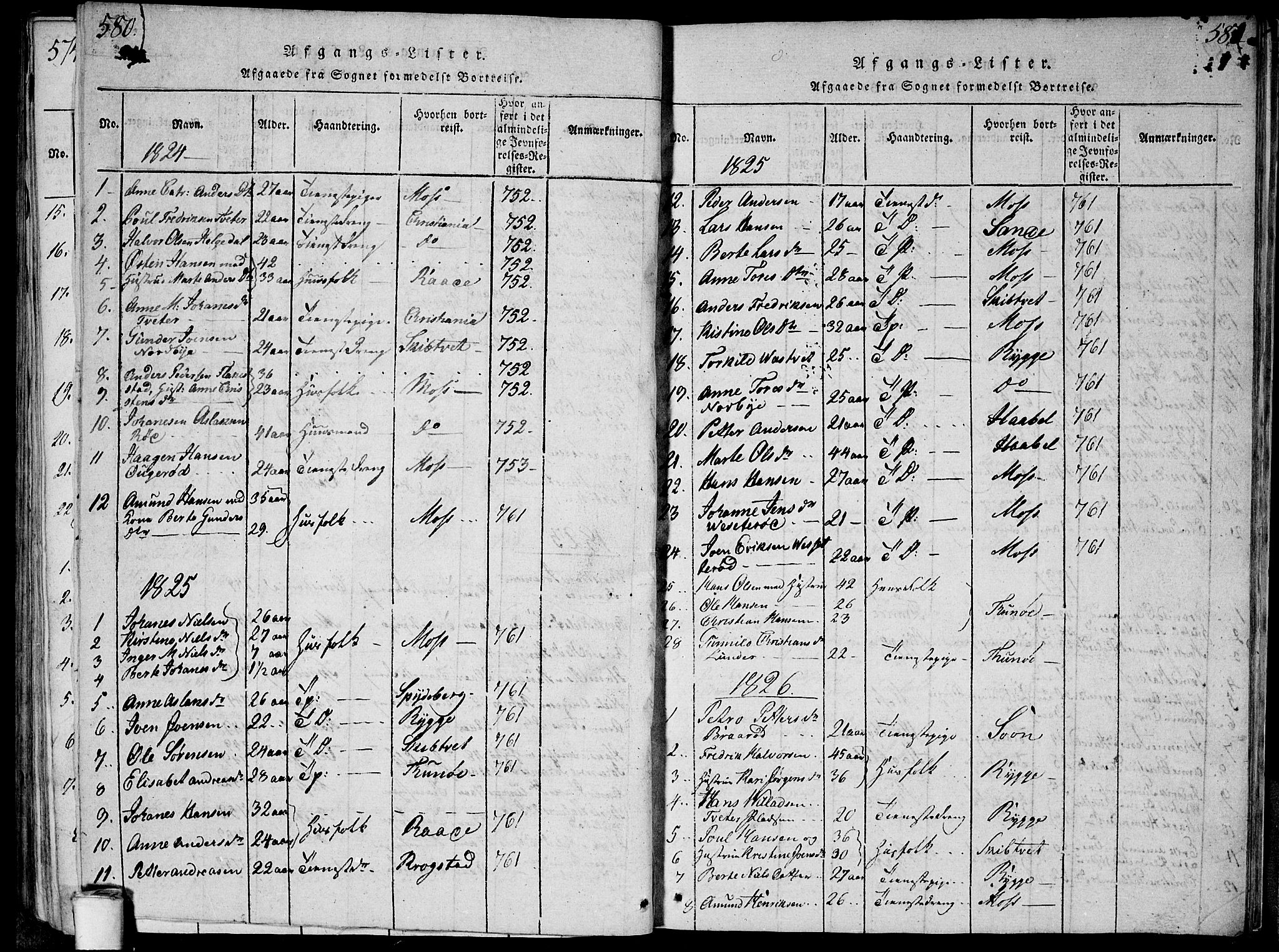 Våler prestekontor Kirkebøker, SAO/A-11083/G/Ga/L0001: Parish register (copy) no. I 1, 1815-1839, p. 580-581