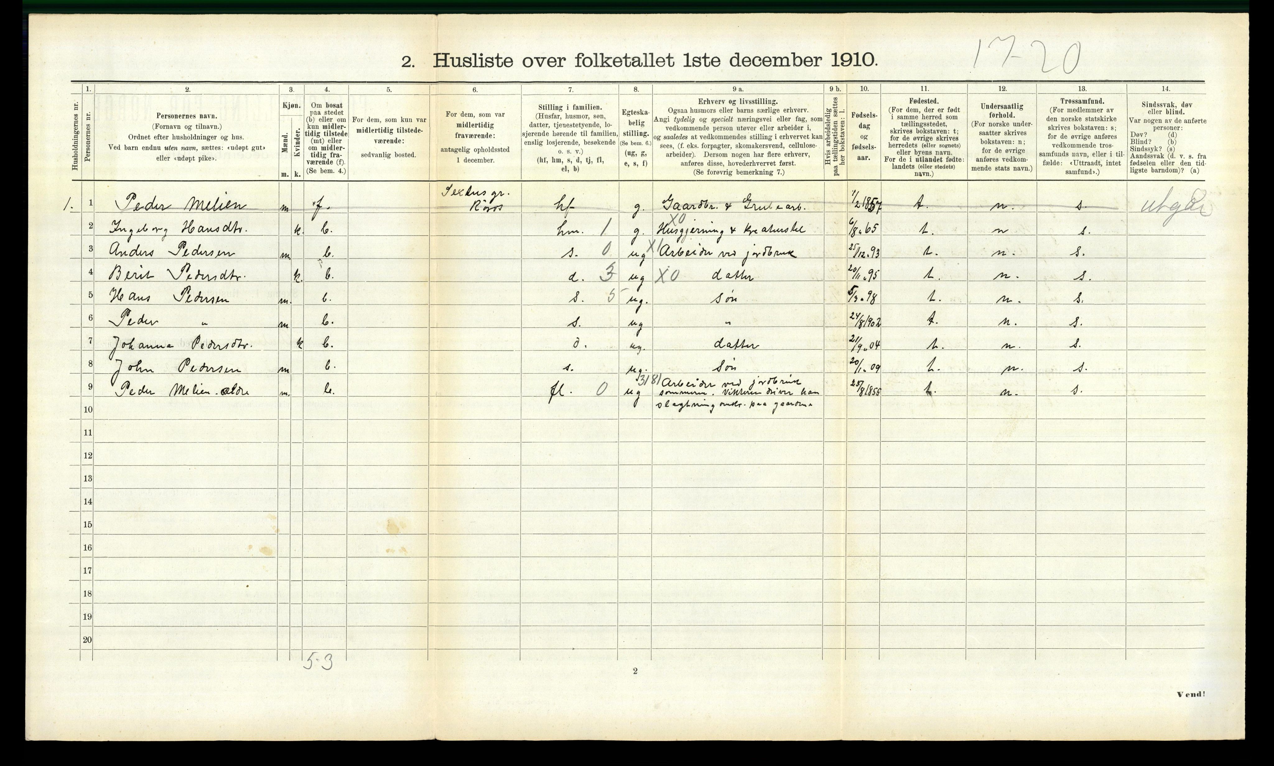 RA, 1910 census for Ålen, 1910, p. 618