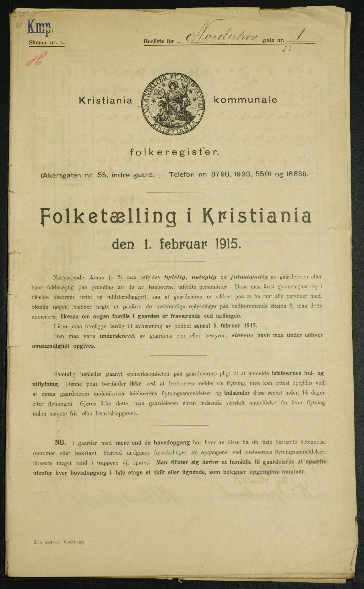 OBA, Municipal Census 1915 for Kristiania, 1915, p. 71826