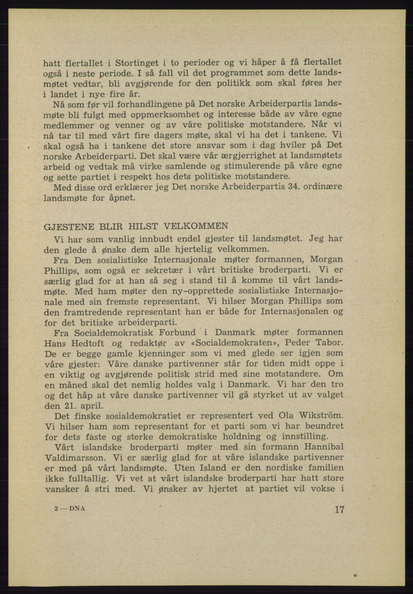 Det norske Arbeiderparti - publikasjoner, AAB/-/-/-: Protokoll over forhandlingene på det 34. ordinære landsmøte 22.-25. mars 1953 i Oslo, 1953, p. 17