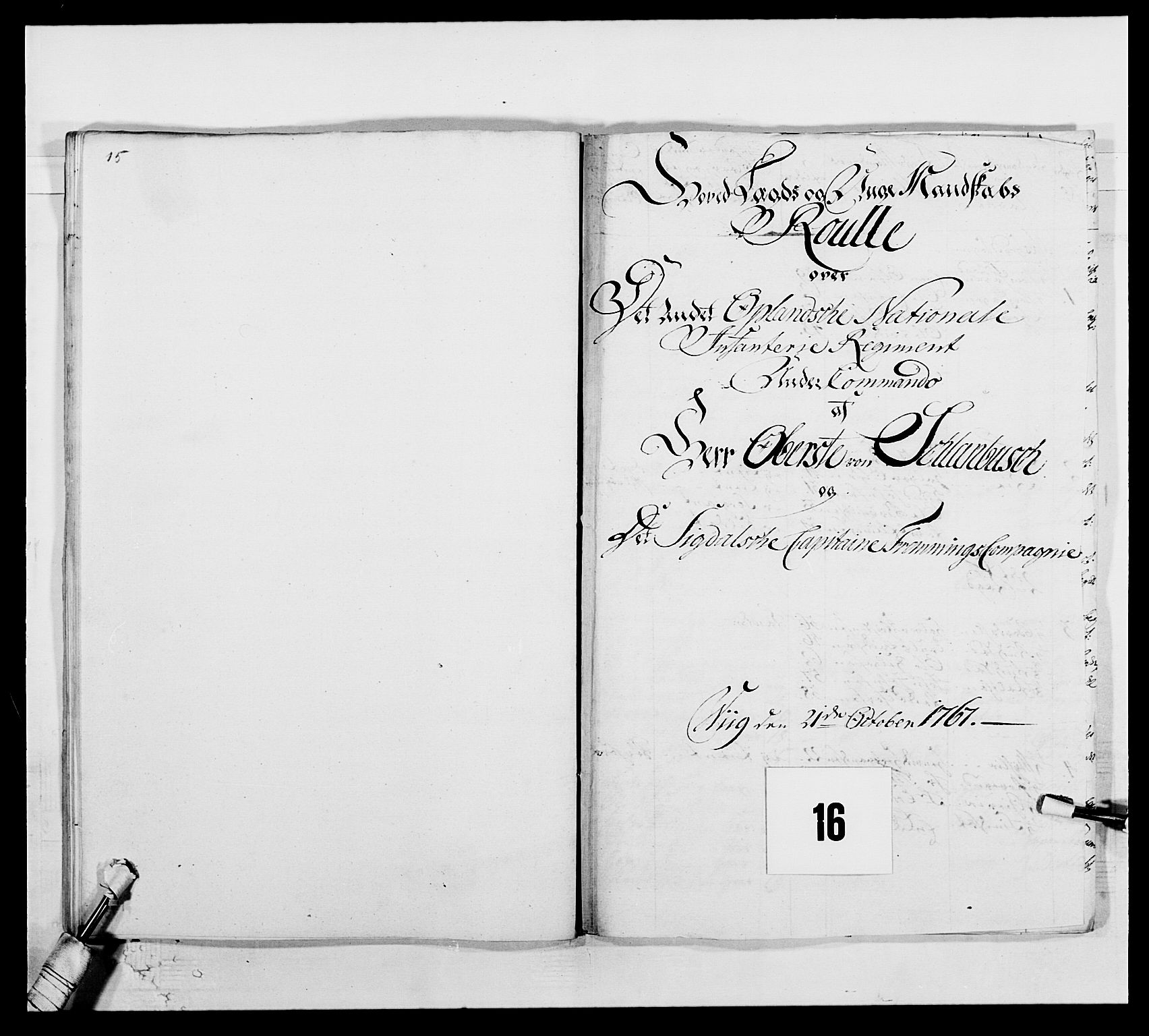 Kommanderende general (KG I) med Det norske krigsdirektorium, RA/EA-5419/E/Ea/L0507: 2. Opplandske regiment, 1766-1767, p. 339