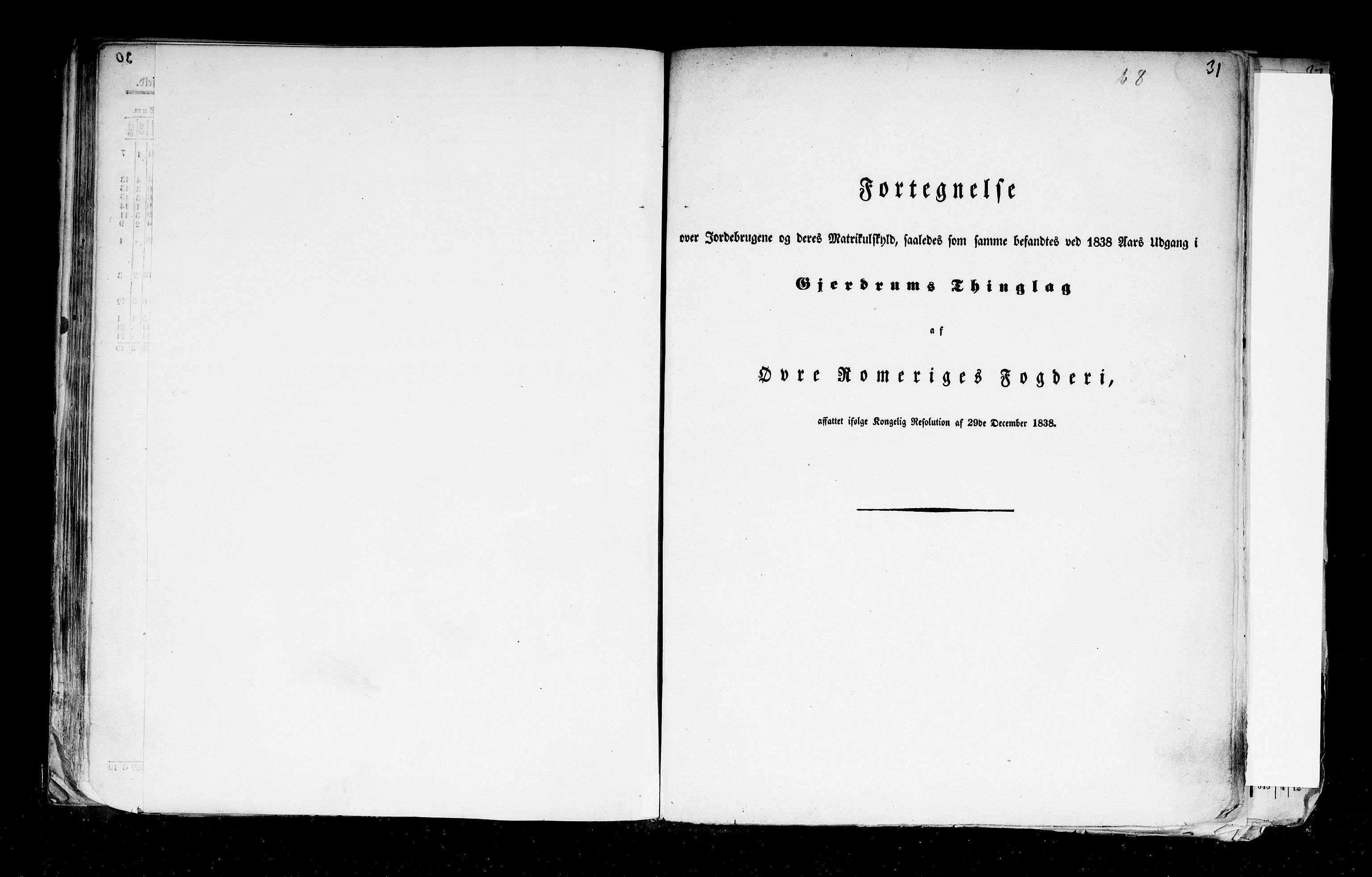 Rygh, RA/PA-0034/F/Fb/L0002: Matrikkelen for 1838 - Akershus amt (Akershus fylke), 1838, p. 31a