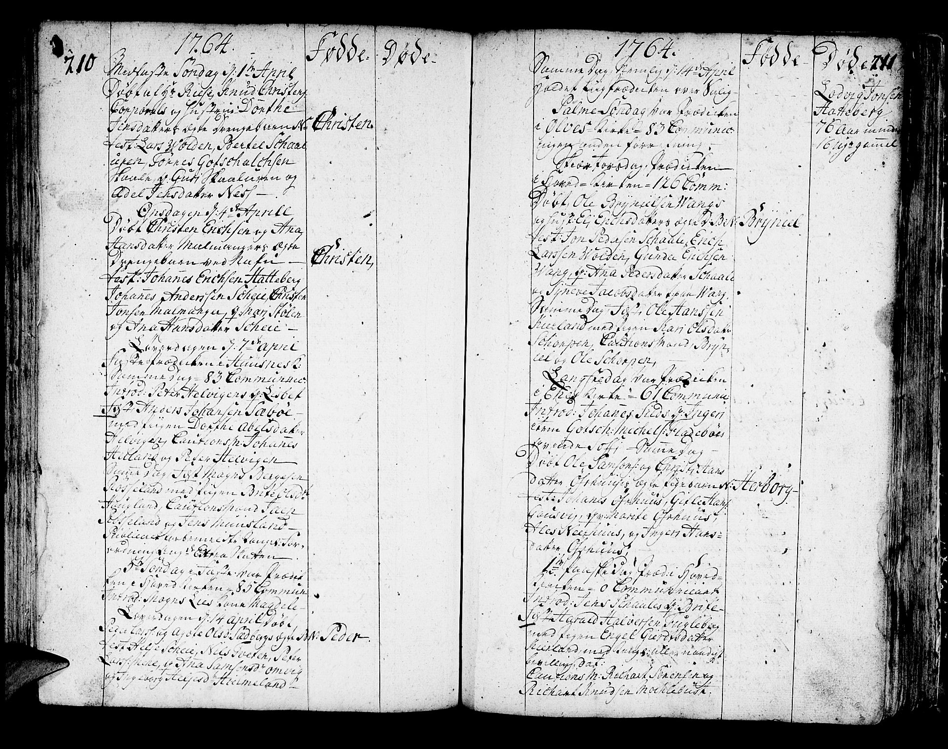 Kvinnherad sokneprestembete, SAB/A-76401/H/Haa: Parish register (official) no. A 3, 1754-1777, p. 210-211